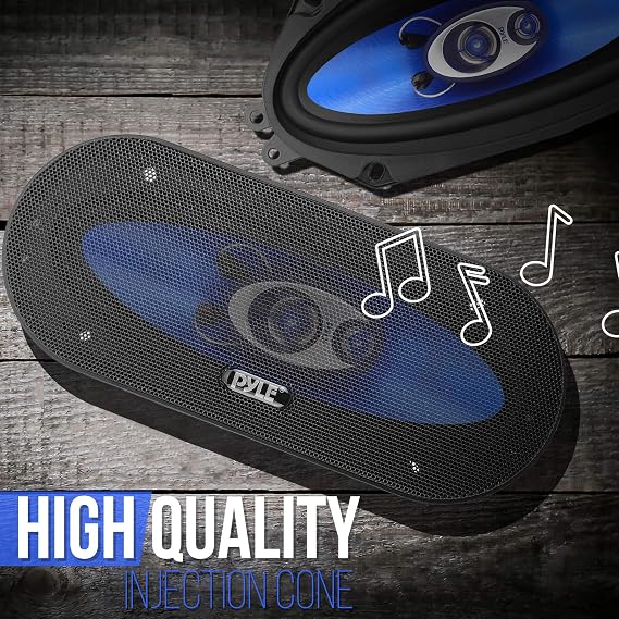 3-Way Universal Car Stereo Speakers - 300W 4 x 10 Triaxial Loud Pro Audio Car Speaker Universal OEM Quick Replacement Component Speaker Vehicle Door/Side Panel Mount Compatible - Pyle PL410BL (Pair)