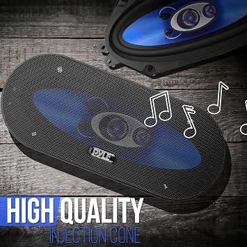 3-Way Universal Car Stereo Speakers - 300W 4 x 10 Triaxial Loud Pro Audio Car Speaker Universal OEM Quick Replacement Component Speaker Vehicle Door/Side Panel Mount Compatible - Pyle PL410BL (Pair)