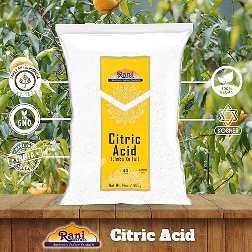 Miniatura 4 de Polvo de ácido cítrico Rani, grado alimenticio (Limbu Ka Ful) 14 onzas (14.11 oz)  Utilizado para cocinar, bombas de baño, limpieza, apto para