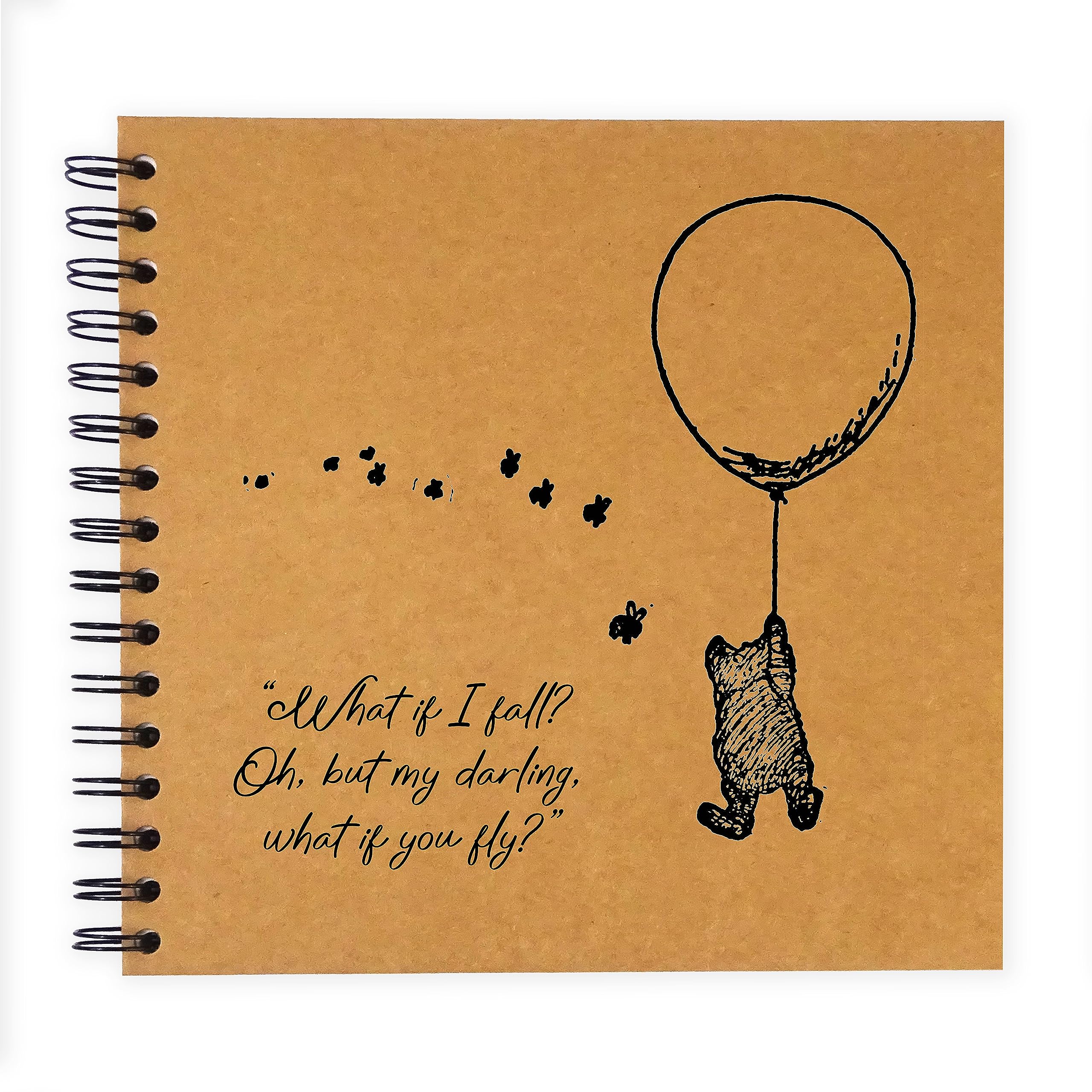 Winnie Pooh Balloon Quote A3/A4/A5/Square Scrapbook Photo Album Memory Keepsake, Black, Kraft, White (A5 (Kraft Pages))