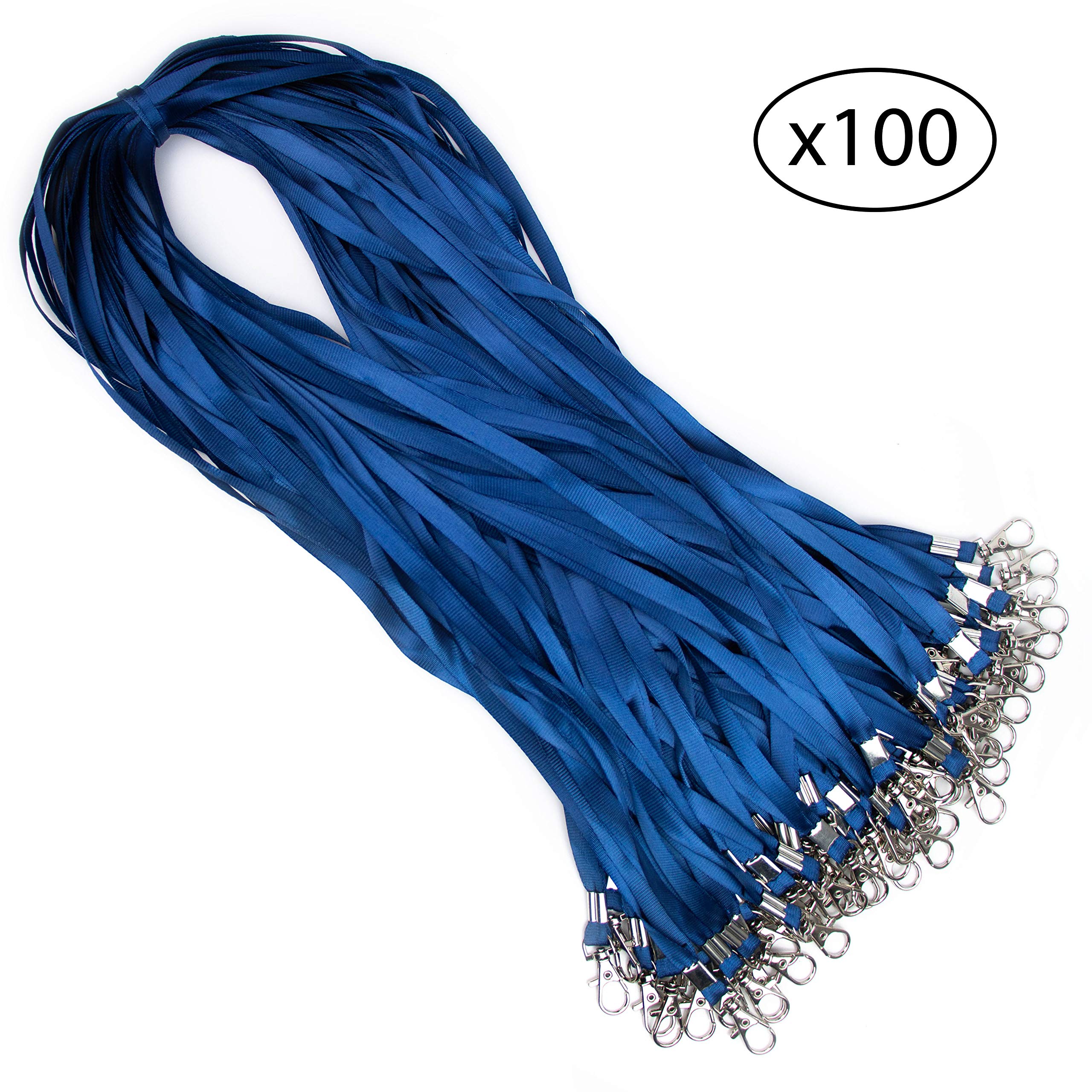 IBOO Juego de gargantilla con accesorio de clip de metal - Cordón para el cuello para la tarjeta de identificación del porta credencial (Azul, 100)