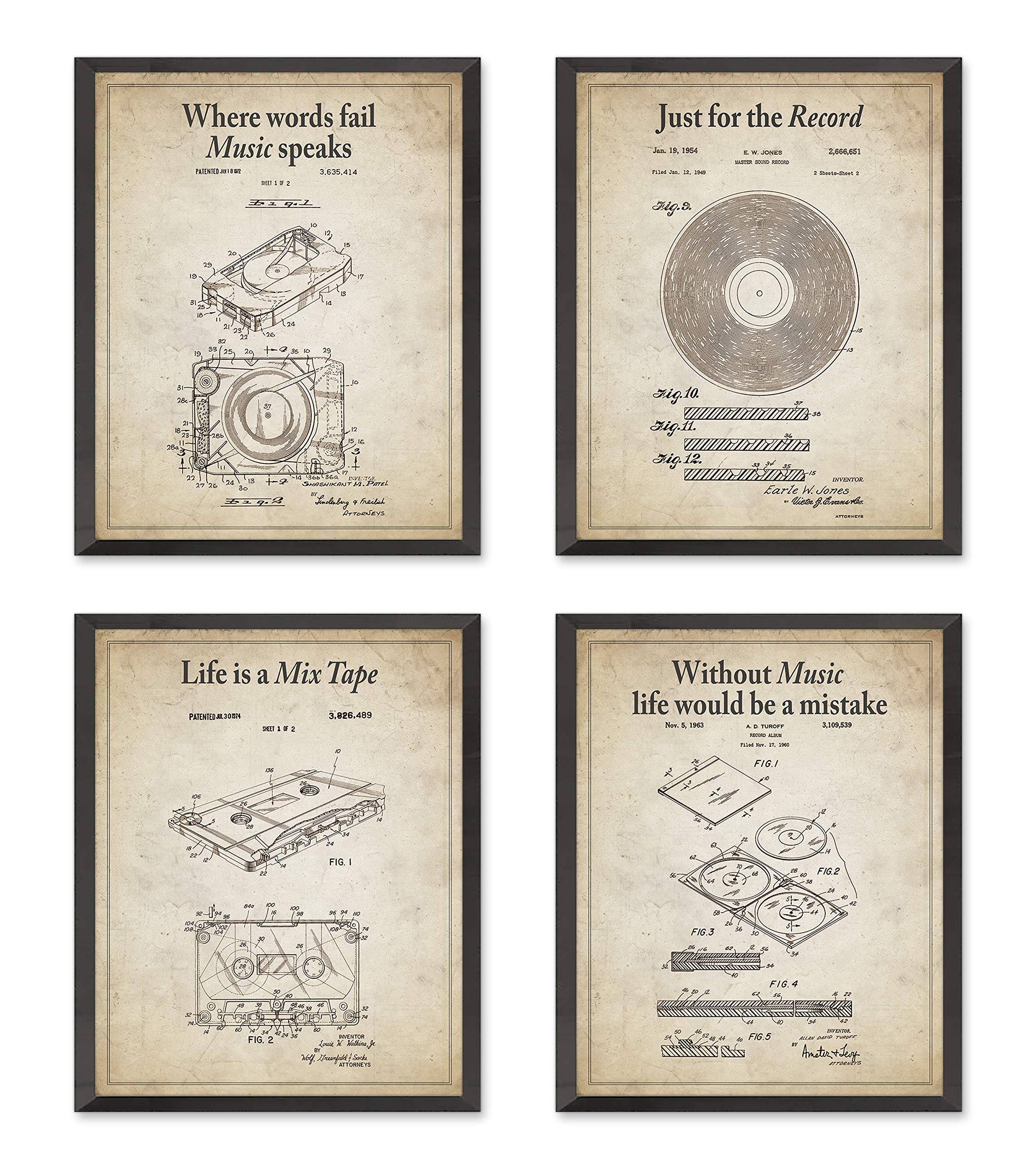 Amazon.com: Retro Music Wall Art Prints with Slogans, Set of 4
