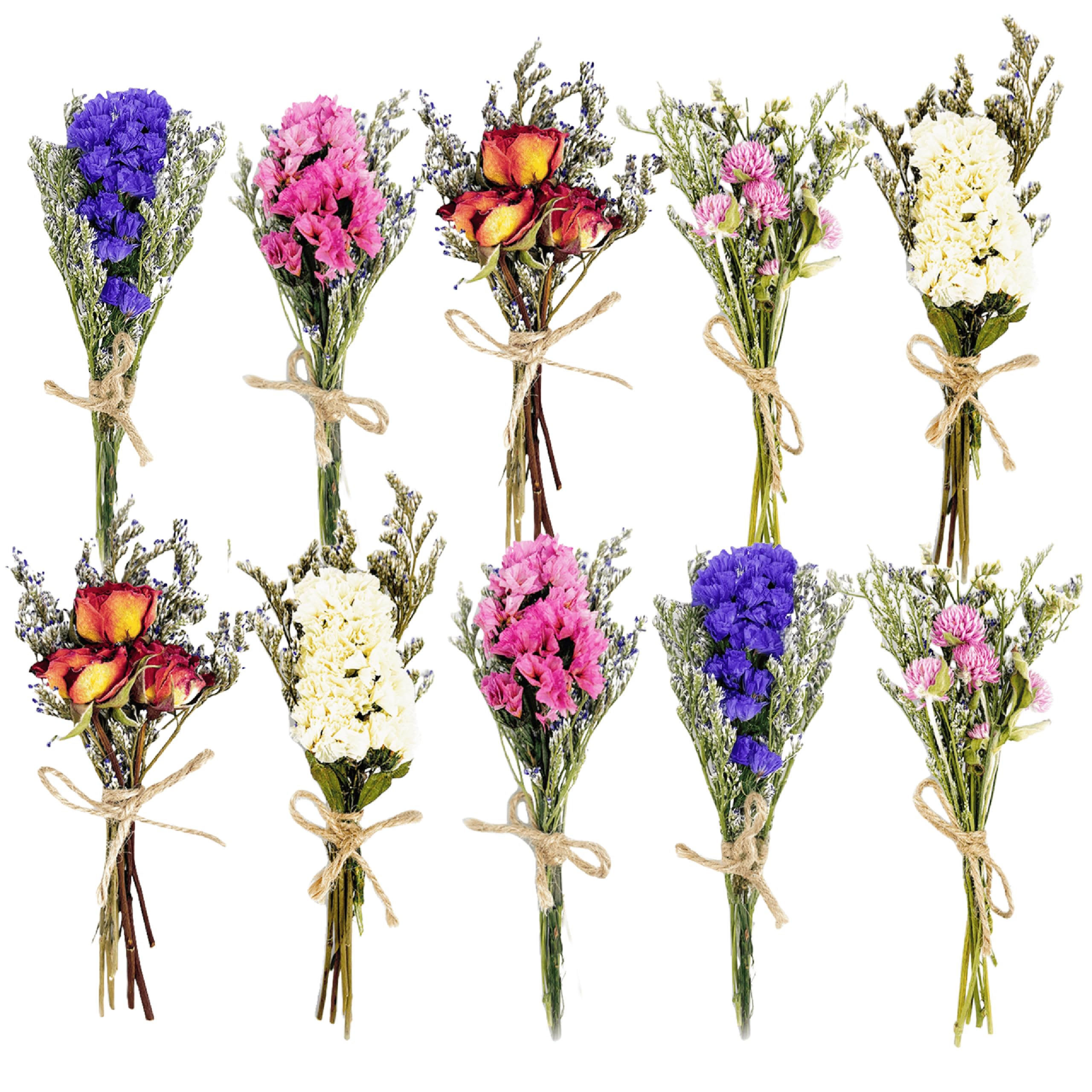 Photo 1 of 10 Pcs Mini Dried Flowers Bouquets Forget Me Not Natural Dried Flower Bundles with Stem Small Fake Wildflowers Bouquet Bulk Artificial Flower Floral Arrangement for Vase Wedding Teacher's Day DIYLPNO512443145
