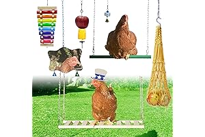 FeatherFun Chicken Swing Combo | 7-Piece Coop Toys Kit - 2 Adjustable...