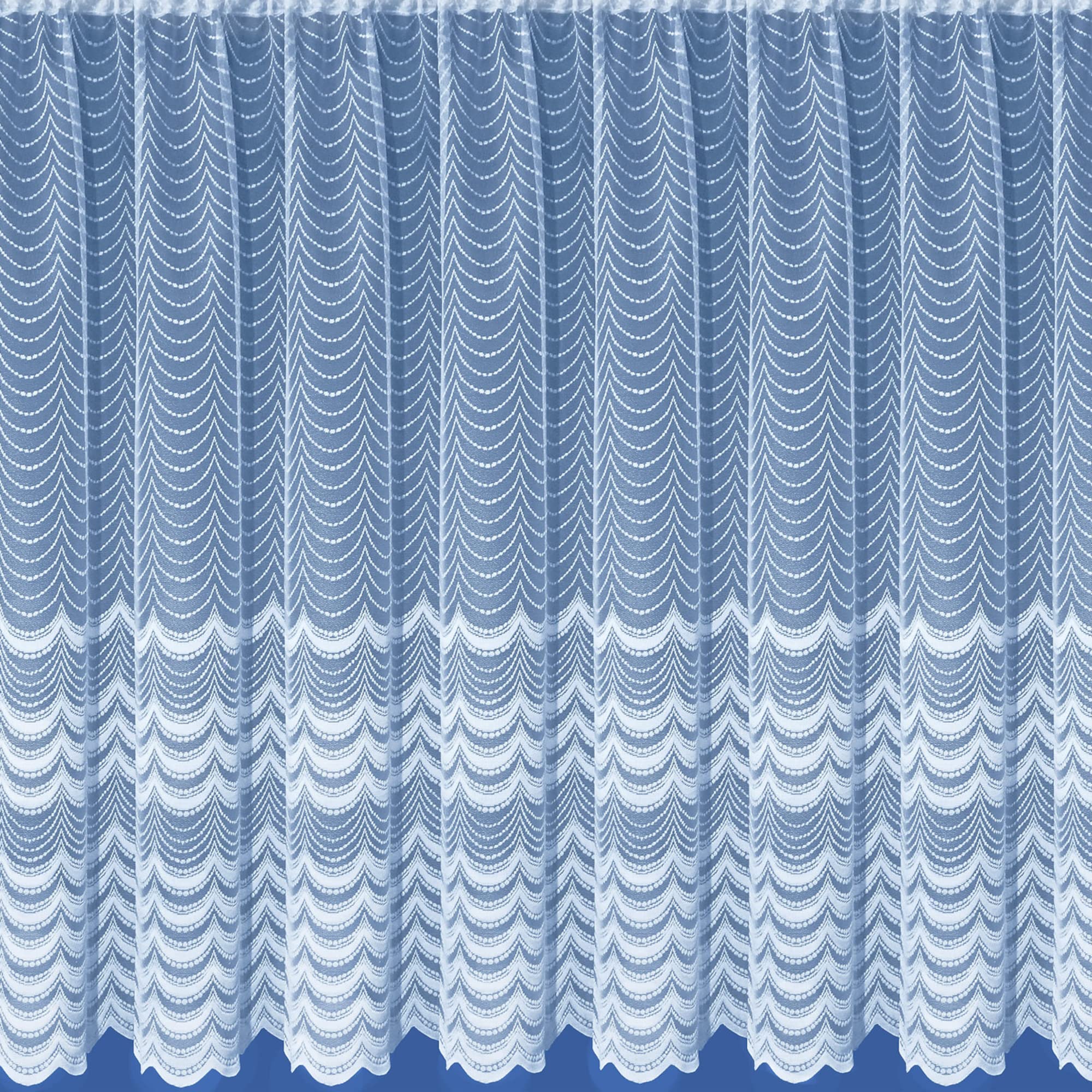 45inch (114cm) Drop Modern Stripe Wave White Net Curtain. Sold By The Metre by Kelly's Soft Furnshings