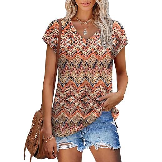 SAMPEEL Camisetas femininas de verão 2024 com manga cavada, gola V, caimento solto