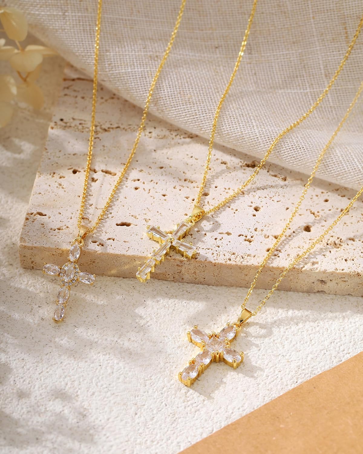 Cross Necklace for Women, 14K Gold Plated Cubic Zirconia Cross Pendant Necklace, Trendy Christian Jewelry Gifts for Baptism First Communion Christmas - Image 6