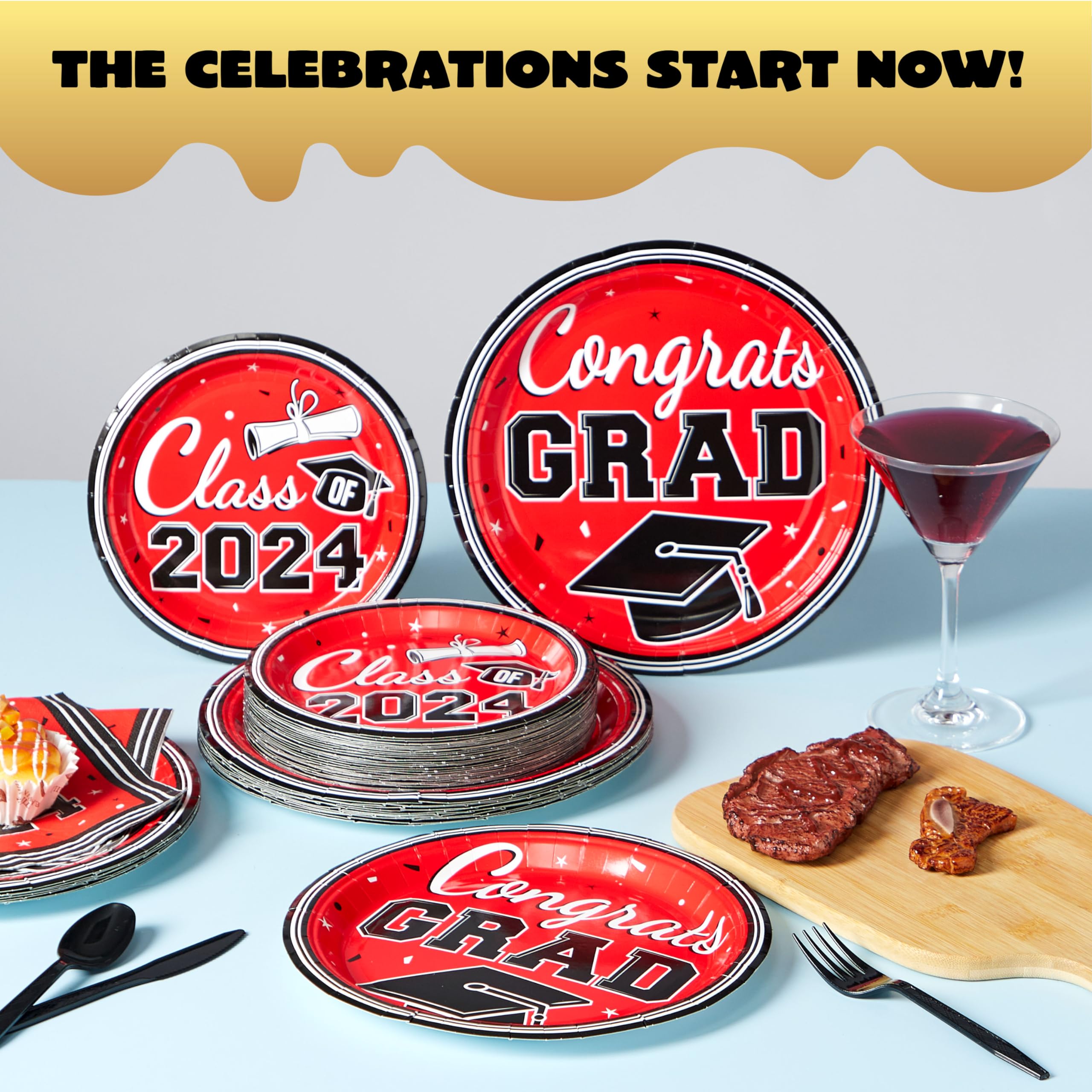 Snapklik.com : JOYIN 200 Pcs Graduation Party Plates And Napkins ...