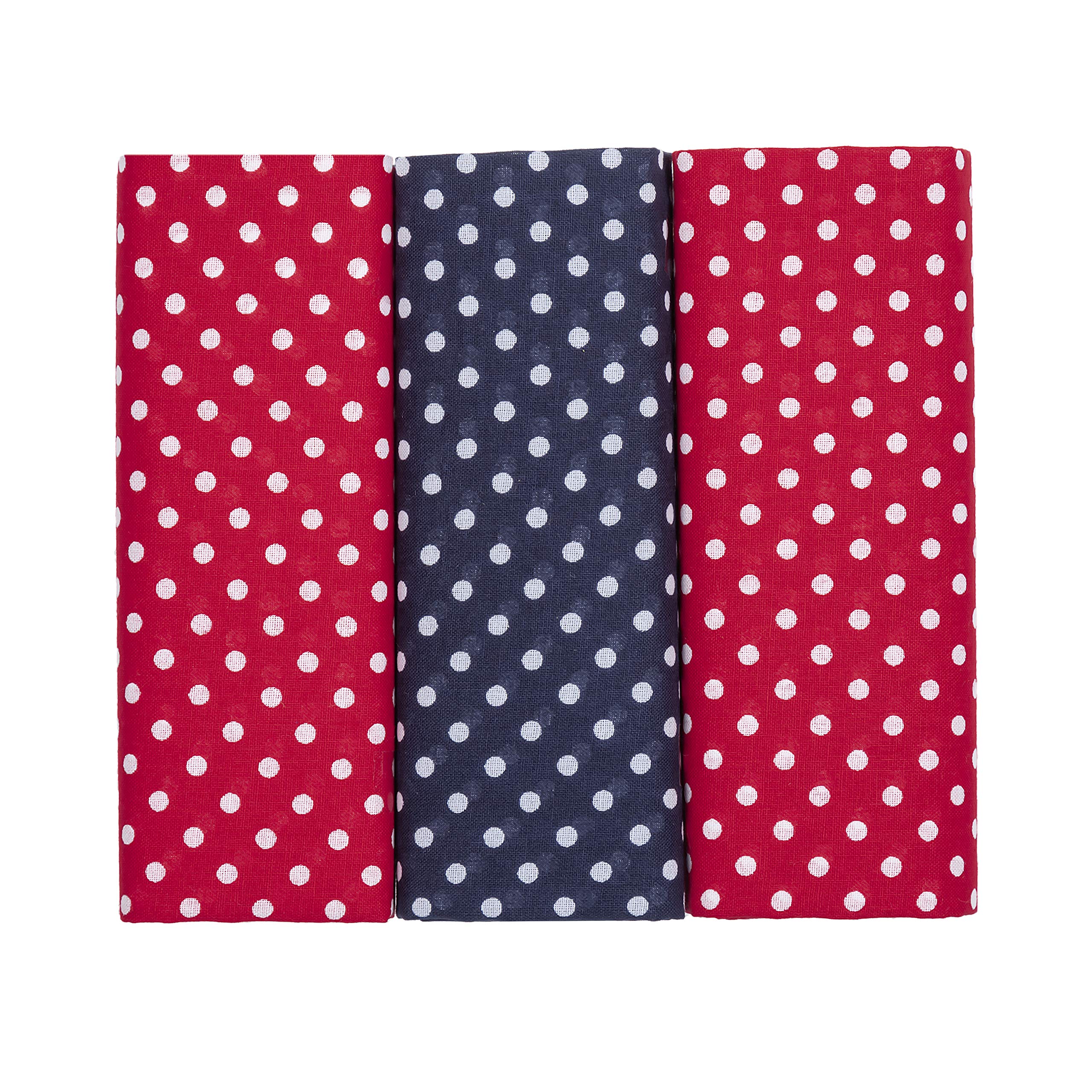 Pack of 3 Extra Large Red Blue Spotted Hankies 100% Cotton Handkerchiefs Men's