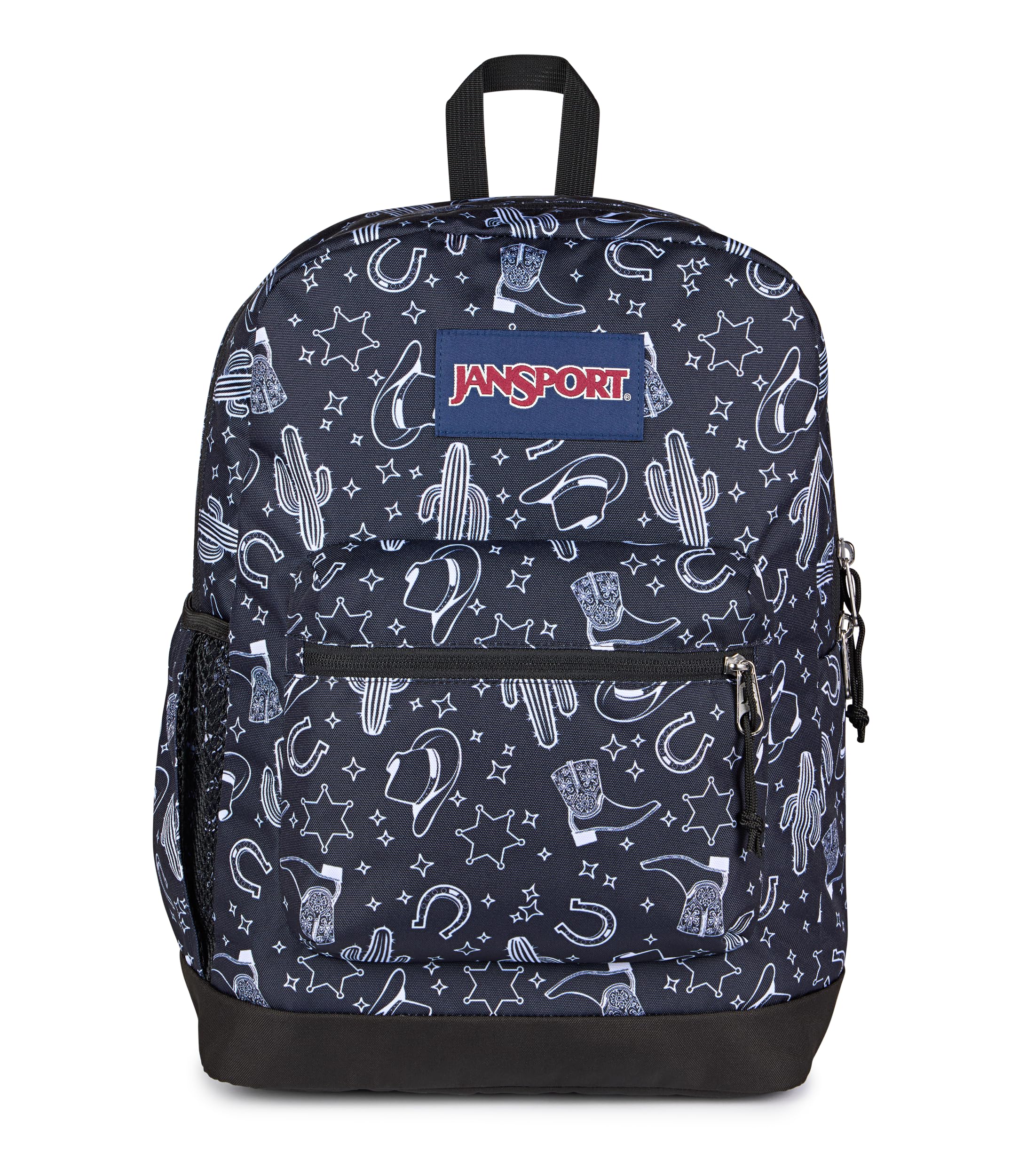 JanSport 26L Cross Town Plus Backpack, Wild West Escape Black/Black/White | 15 inch Padded Laptop Sleeve, Water Bottle Pocket, Commuter Rucksack for Travel
