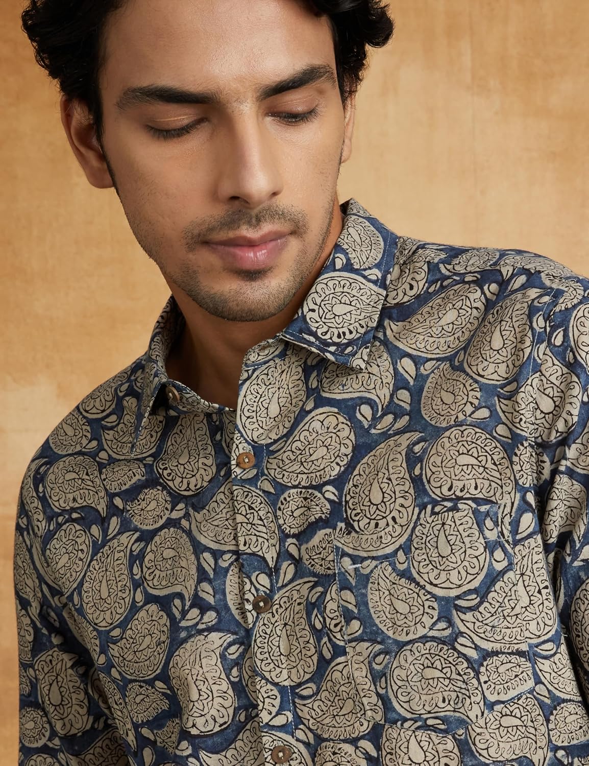 Amazon Brand - Symbol Men's Floral Regular Fit Kalamkari Print Cotton Ethnic Shirt offers donot miss 4 Amazon Brand - Symbol Men's Floral Regular Fit Kalamkari Print Cotton Ethnic Shirt offers donot miss
