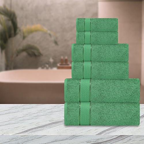 Miniatura 3 de Juego de toallas de baño, 100% algodón, 2 toallas de baño, 2 toallas de mano y 2 toallas pequeñas, de secado rápido, absorbentes, suaves y