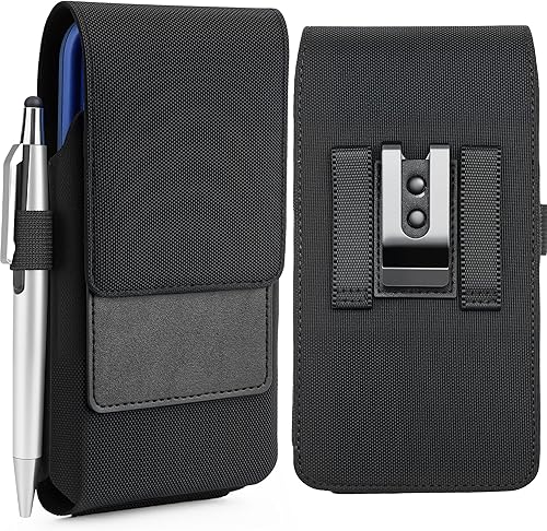 Mopaclle Funda de nailon para teléfono celular para cinturón, compatible con iPhone 17 Pro MaxAir, iPhone 16 Pro Max, 15 Pro Max, Galaxy S25 Plus,