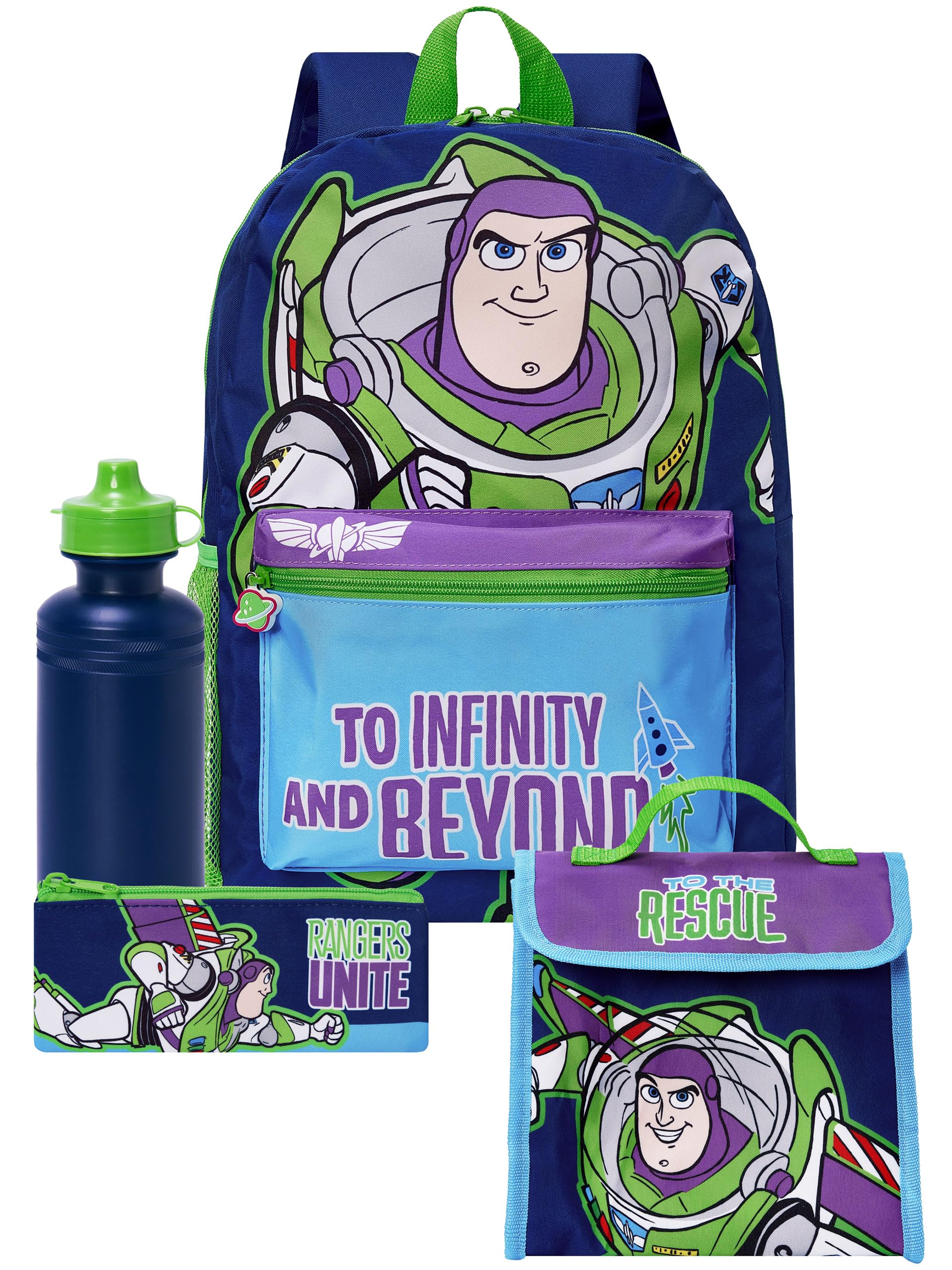 Disney Toy Story Plecak Szkolny Buzz Astral, 4-częściowy Zestaw z Plecakiem
