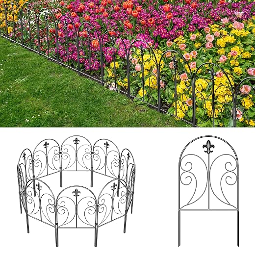 Decorative Garden Fence 10 Pack, Total 24in(H)x10ft(L) Animal Barrier Fence
