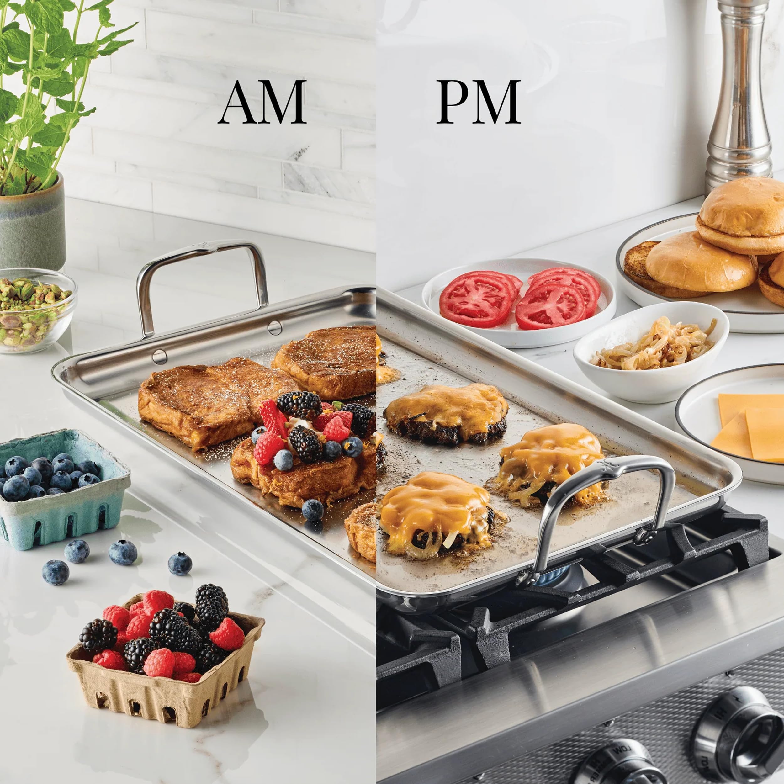 Hestan Provisions Tri-Ply Stainless Steel Double Burner Griddle