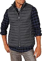 Amazon Essentials Men's Lightweight Water-Resistant Packable Puffer Vest - Insulated, Regular Fit for Cold Weather