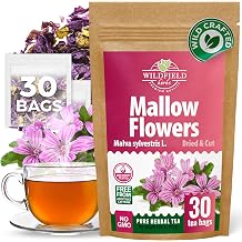 30 Bags Mallow Flowers Herbal Tea Malva Sylvestris - 30 Count 1.5g Bags Dried Mallow Flower Herb Tea