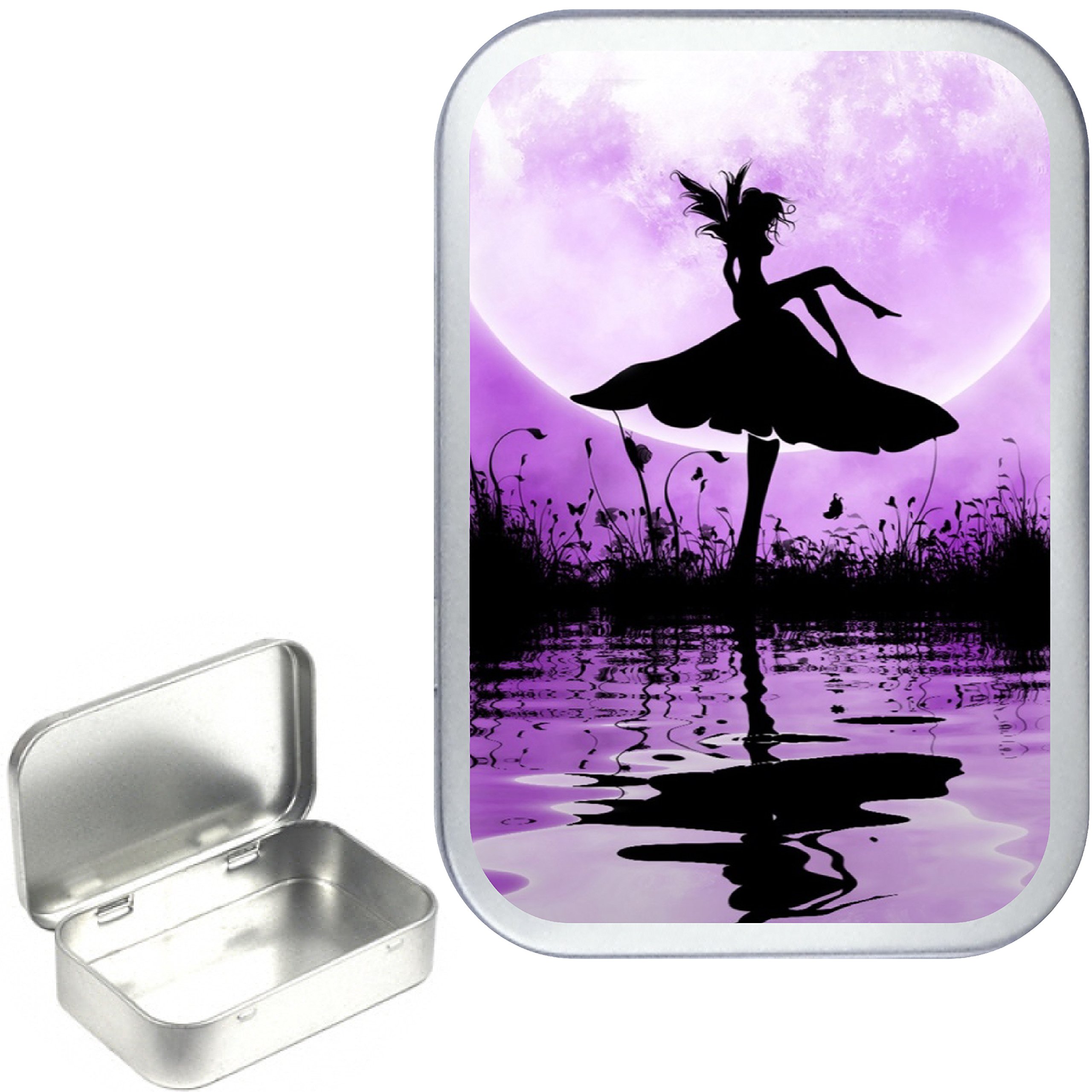 Teez Silver - Fairy Mushroom 50Ml, 1Oz Hinged Tobacco Tin, Pill Tin, Storage Tin