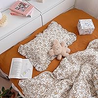 Vista 16 de BuLuTu Funda de almohada de muselina de algodón para niños pequeños, diseño de brotes, funda de almohada Shabby Chic con borde de volantes, funda