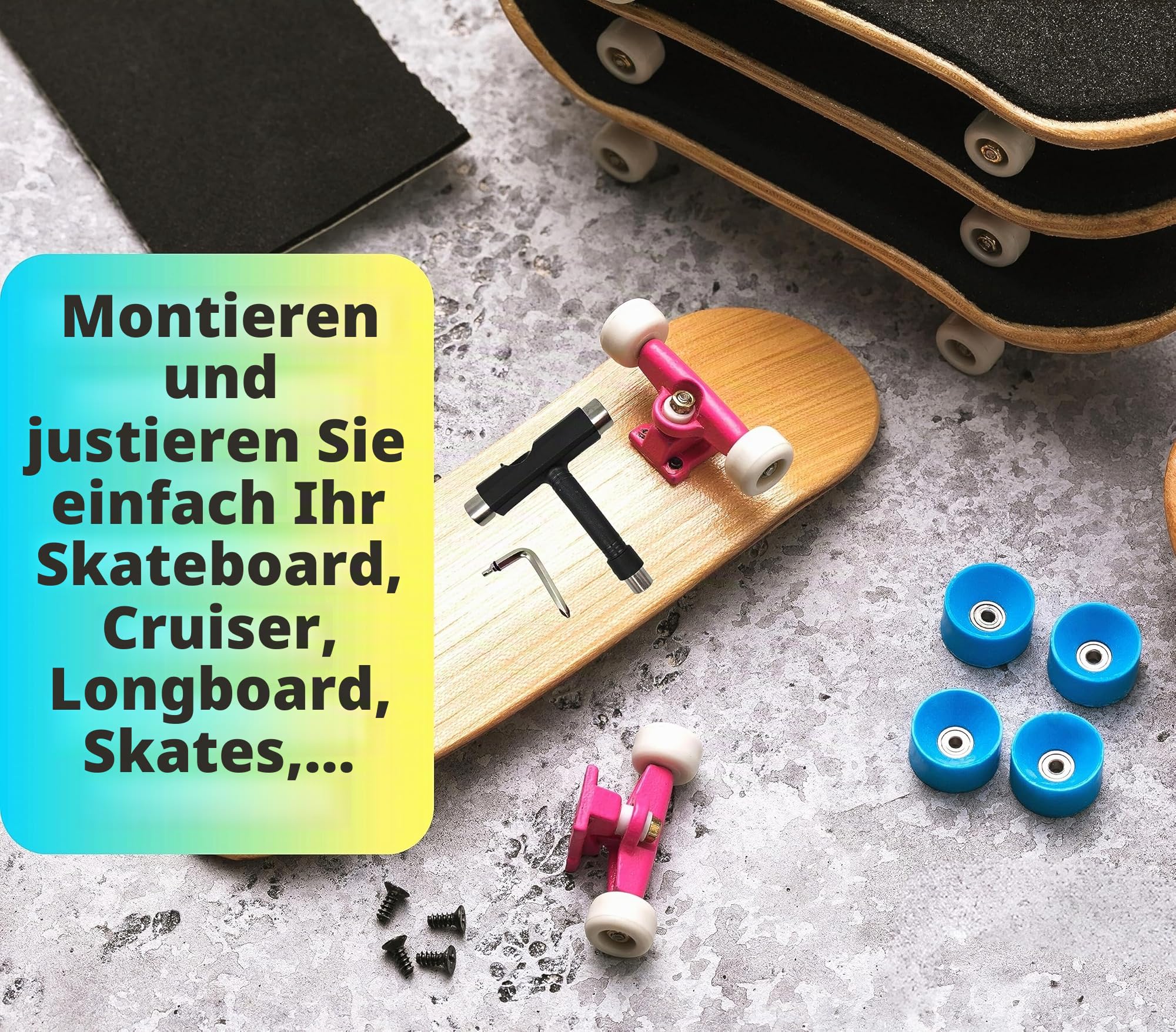 Pack: 1 x Rucksack Skateboard Tasche + 1 x T-Schlüssel Skate Werkzeug T-Schlüssel Skateboard Zubehör. Monopatin Schutzhülle Longboard Tragetasche Rucksack Skate Cruiser Geschenk Skaters