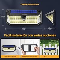 Vista 7 de TECKNET 416 luces LED solares para exteriores, impermeables, ángulo de 300° y 3 modos de iluminación, luces de pared con sensor de movimiento, 2