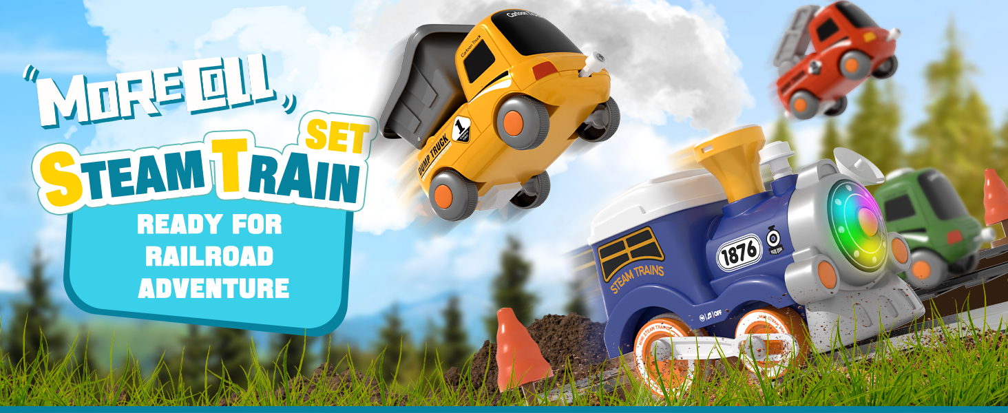 Amazon.com: MORECOLL Train Set for Toddlers w/Steam, Music