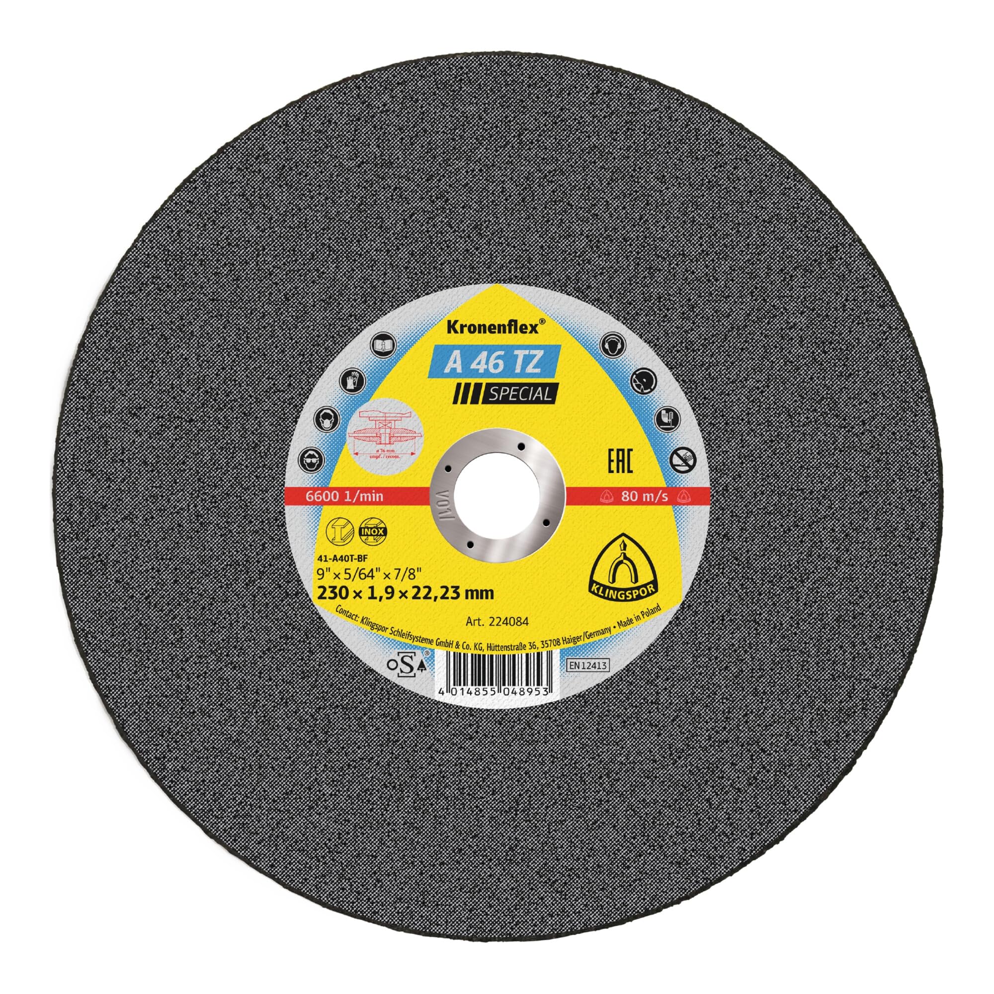 KLINGSPOR Kronenflex A 46 TZ Special Trennscheiben 230 x 1,9 x 22,23 mm gerade für Edelstahl und Stahl 224084 | 25 Stück