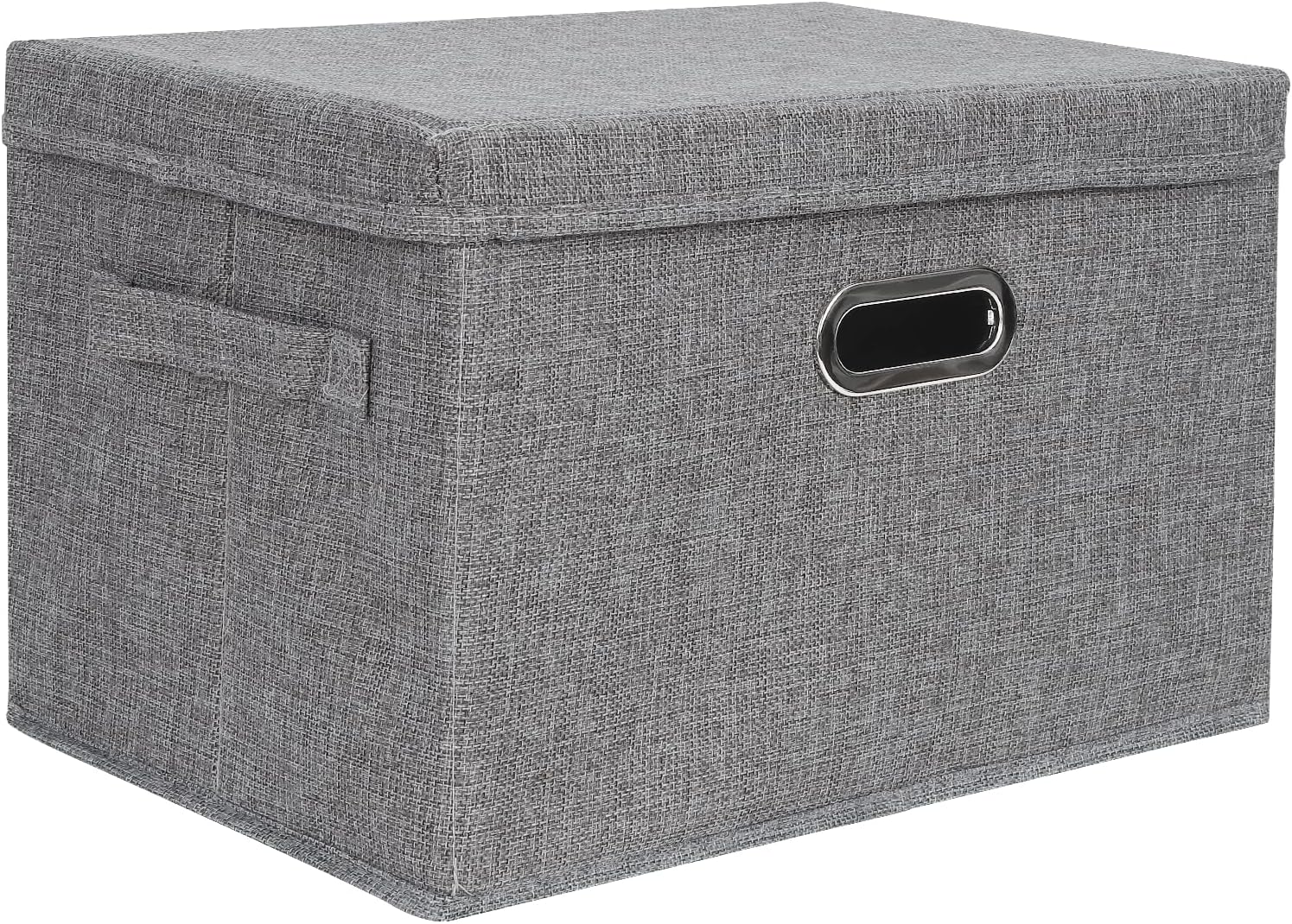 DAYARD Foldable Storage Boxes with Lids Linen Fabric Stackable Storage Bins Organizer Containers Baskets Cube with Cover for Closet Office Nursery, Grey (15 x 10 x 10)