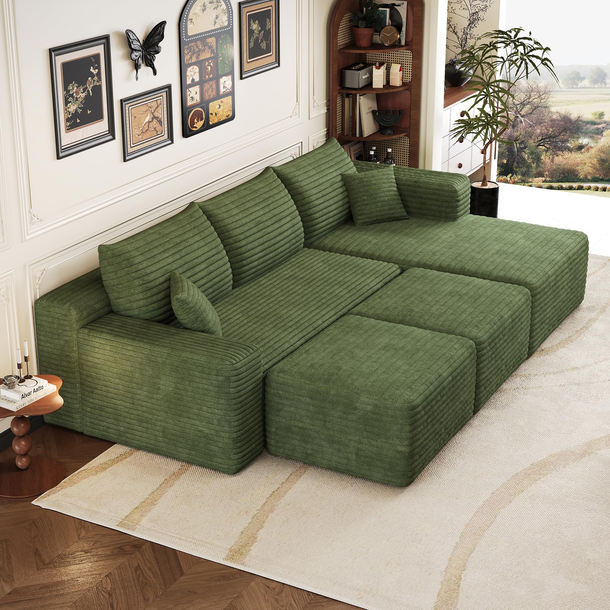 Canapé à d'angle convertible,canapé lit canapé 3 Places,canapé convertible,de Compression modulaire en U,241 cm de long,spacieux et confortable,Peut être combiné librement,Aucun assemblage requis