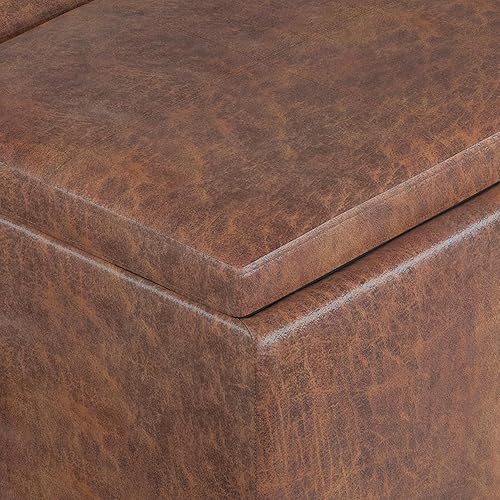 Miniatura 432 de Otomana rectangular de almacenamiento de cuero sintético Simpli Home Avalon., Cuero, Marrón Azul,Marrón Chocolate,Cloud gris,Gris oscuro,Azul