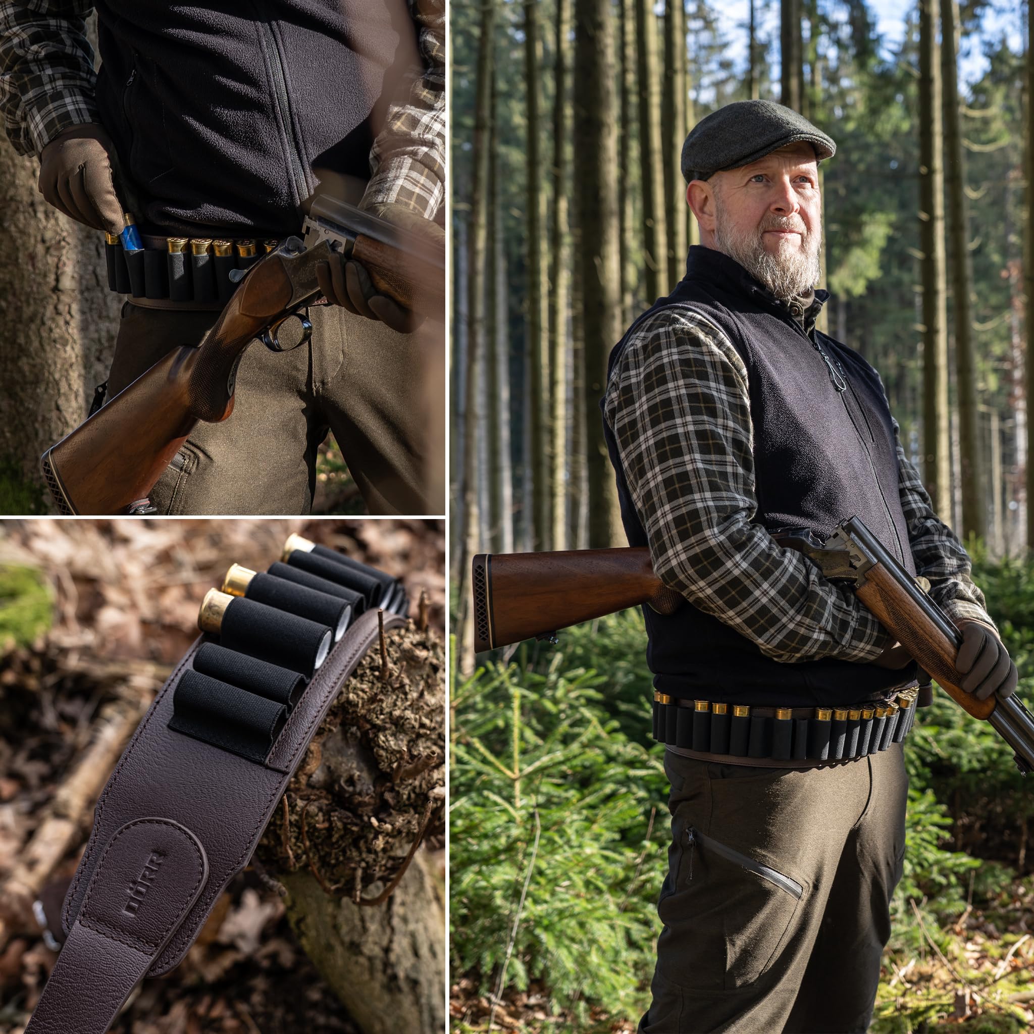 DÖRR Premium Patronengürtel für 24 Schrotpatronen, Kaliber 12, Echtleder
