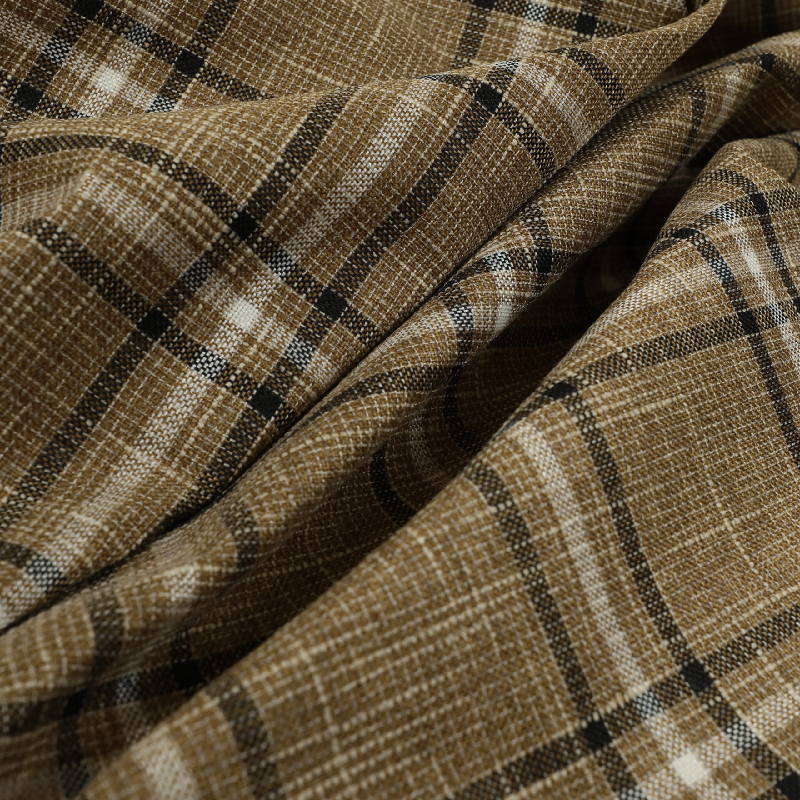 Redbrick Mill Fabrics Flame Retardant Textured Quality Woven Tartan Pattern Upholstery in White Black Colour Sold by The Metre (Per Metre) โ image 1