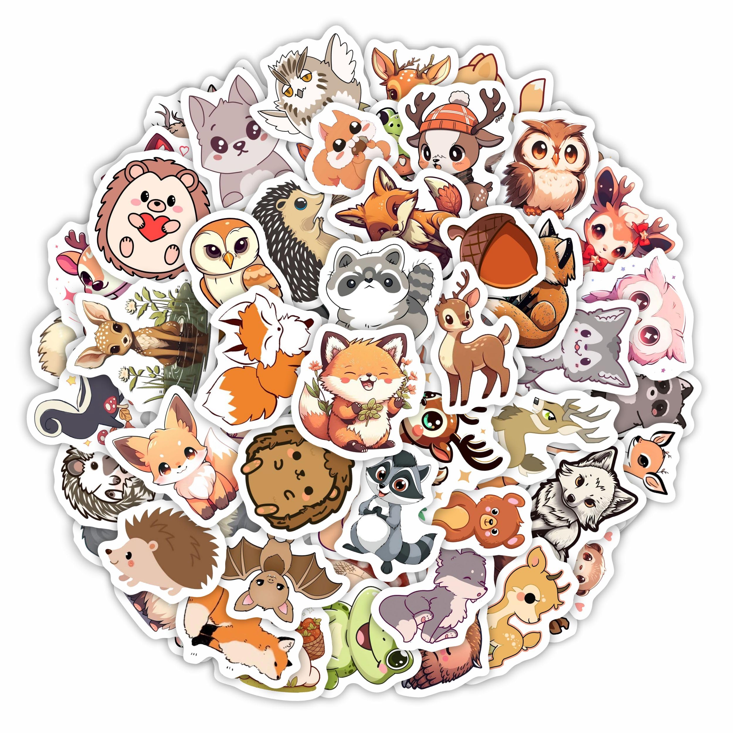100 Autocollants Animaux de la Forêt BulbaCraft pour Gourde et PC