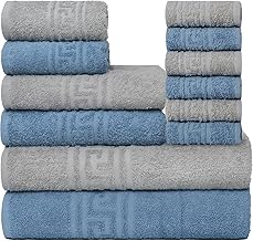 nice homeit 12-Piece Bath Towel Set – Face, Bidet, Shower and Guest Towels in 100% Cotton – Soft, Anti-Pilling, Super Absorbent, Made in Italy, Blue Grey