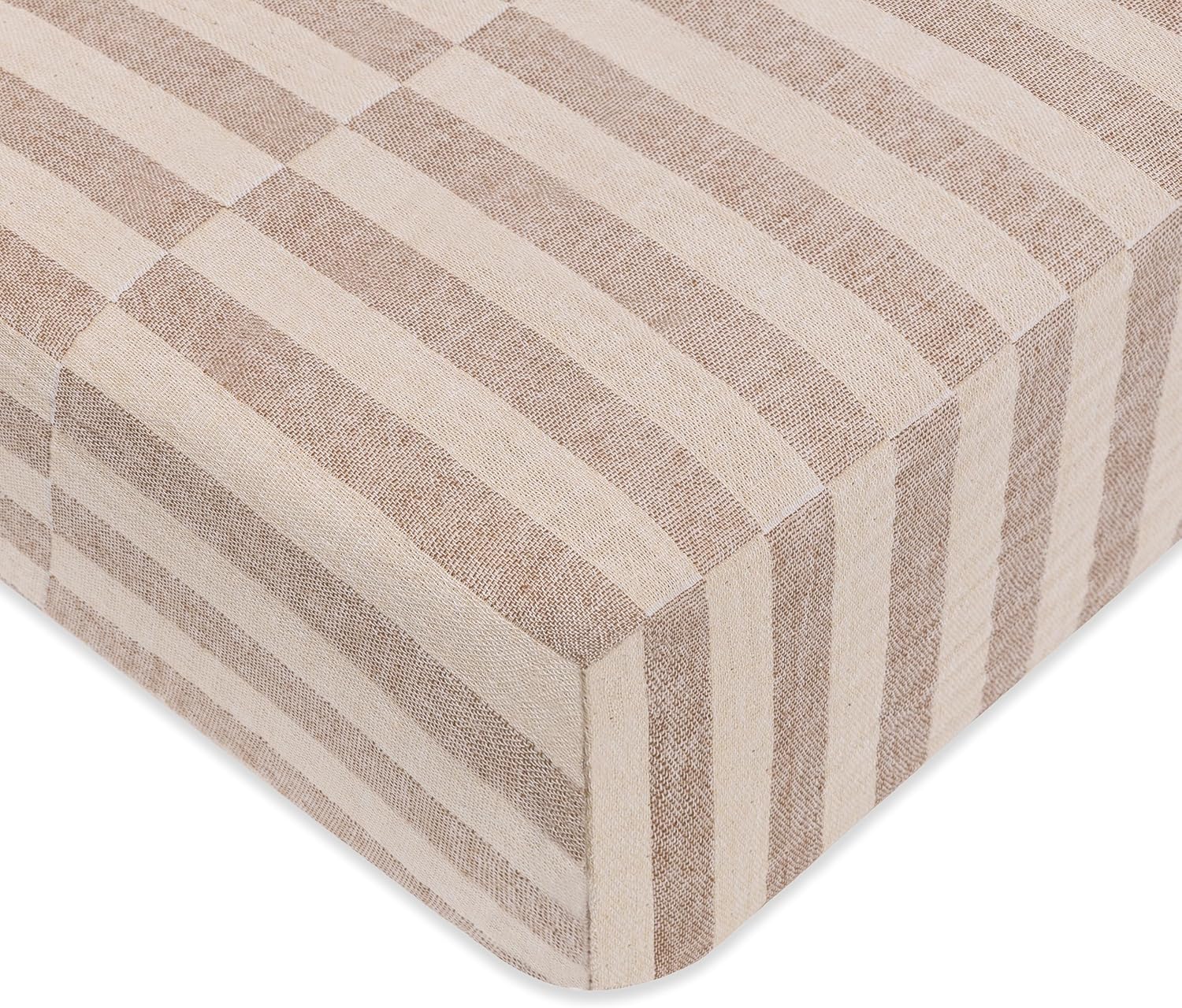 Babyletto 100% Organic Cotton Crib Sheet, GOTS-Certified, Fitted 360°, Ultra-Soft and Breathable Muslin - Moss Green Offset Stripe