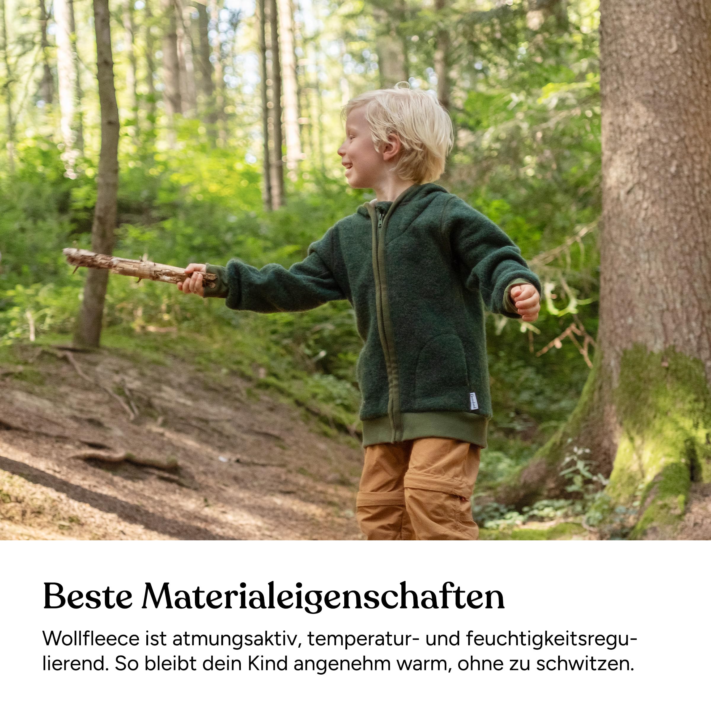 Ehrenkind® Fleecejacke, Wollfleece in feinster Bio-Merino Wolle, Atmungsaktiv & temperaturausgleichend, Fleecejacke Kinder