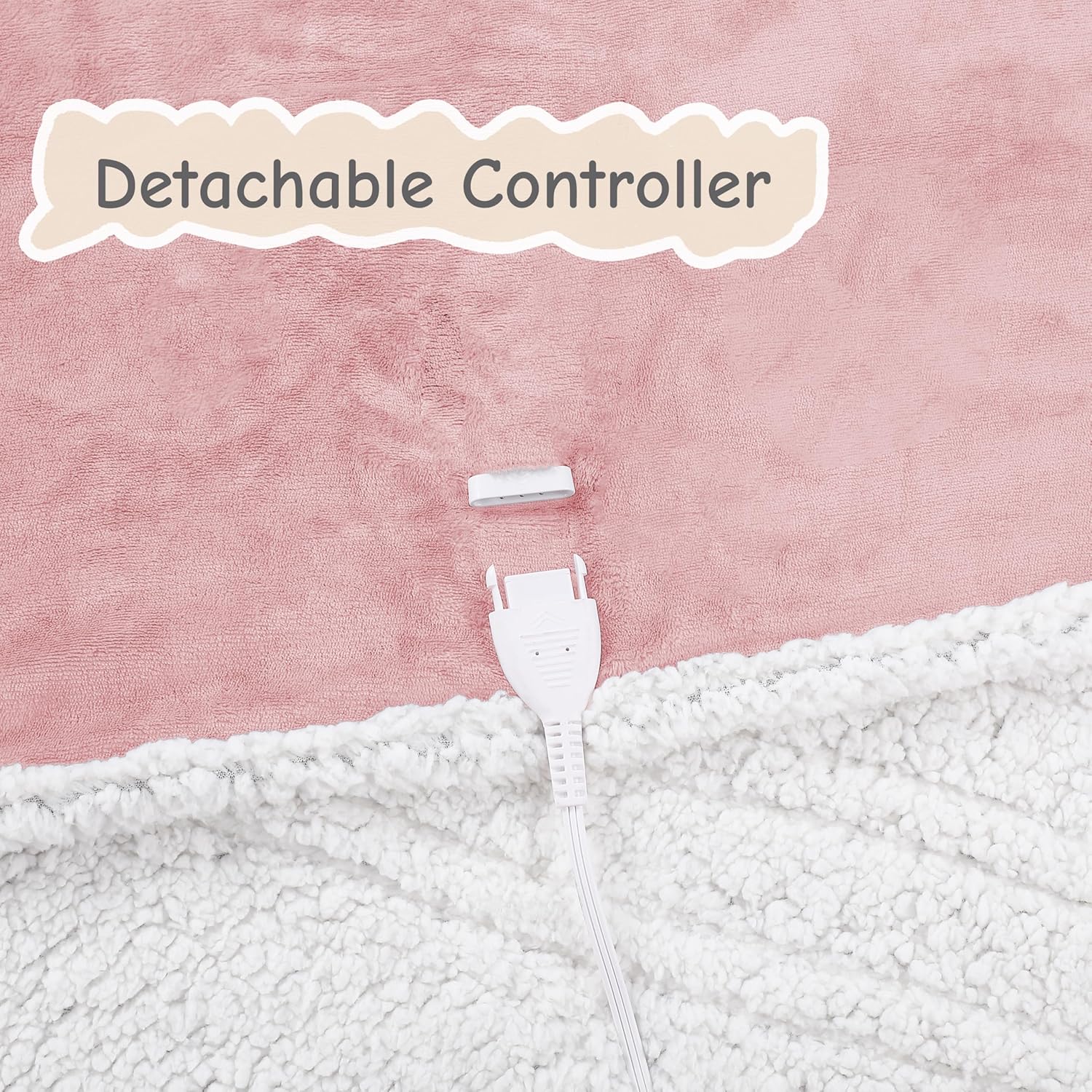 Electric Heated Blanket Throw Size 50"x60", Soft Flannel with Overheat Protection, 9 Adjustable Heat Settings & 10-Hour Auto-Off Timer, Fast Heating for Winter Comfort, Pink - Image 6