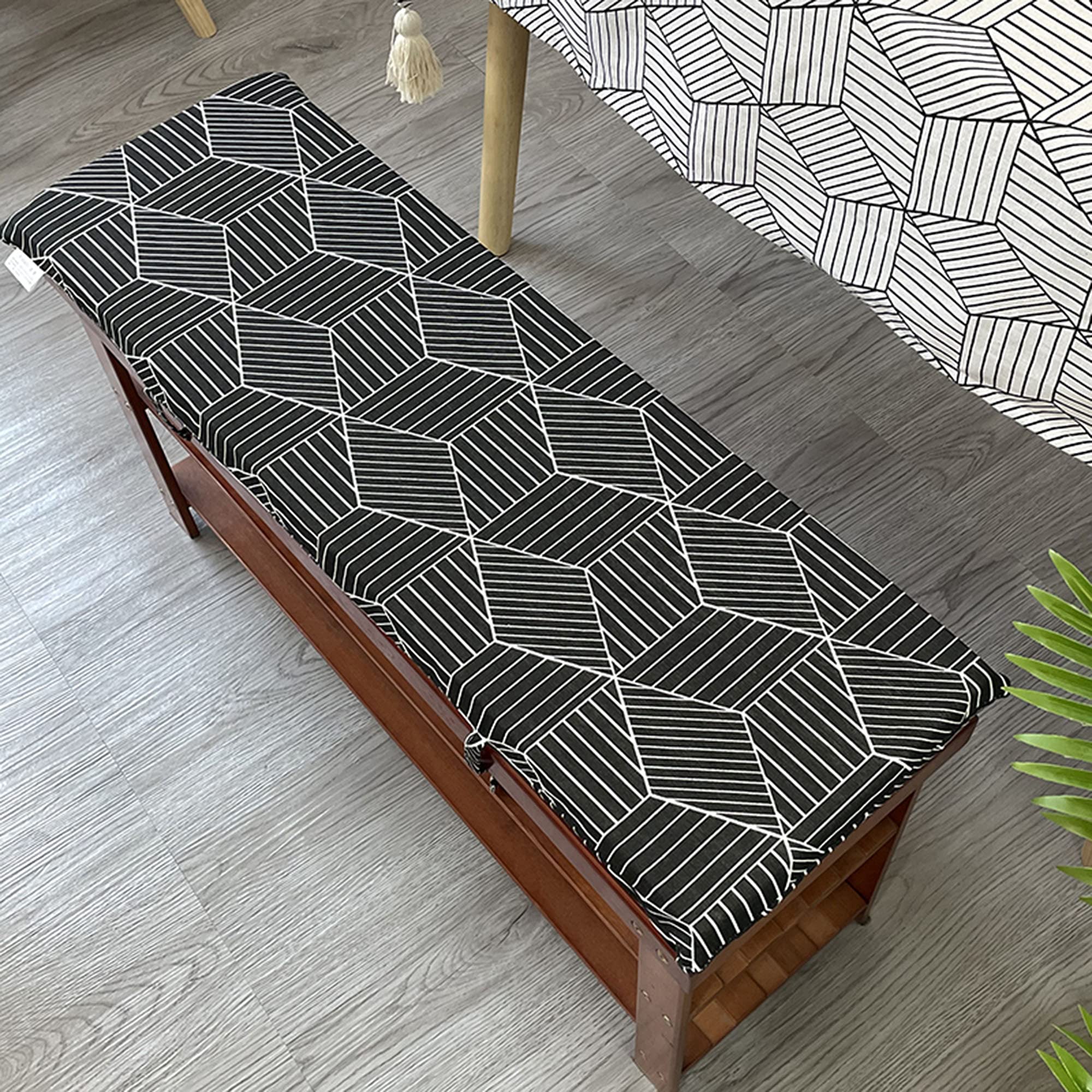 Hruile 2 3 Seater Long Bench Cushion Mat 2/4cm Thick Dining Garden Bench Cushion Seat Pad with Ties Soft Premium Sponge Seat Cushion for Chaise Swing Patio Furniture,60x30x2cm,Style E