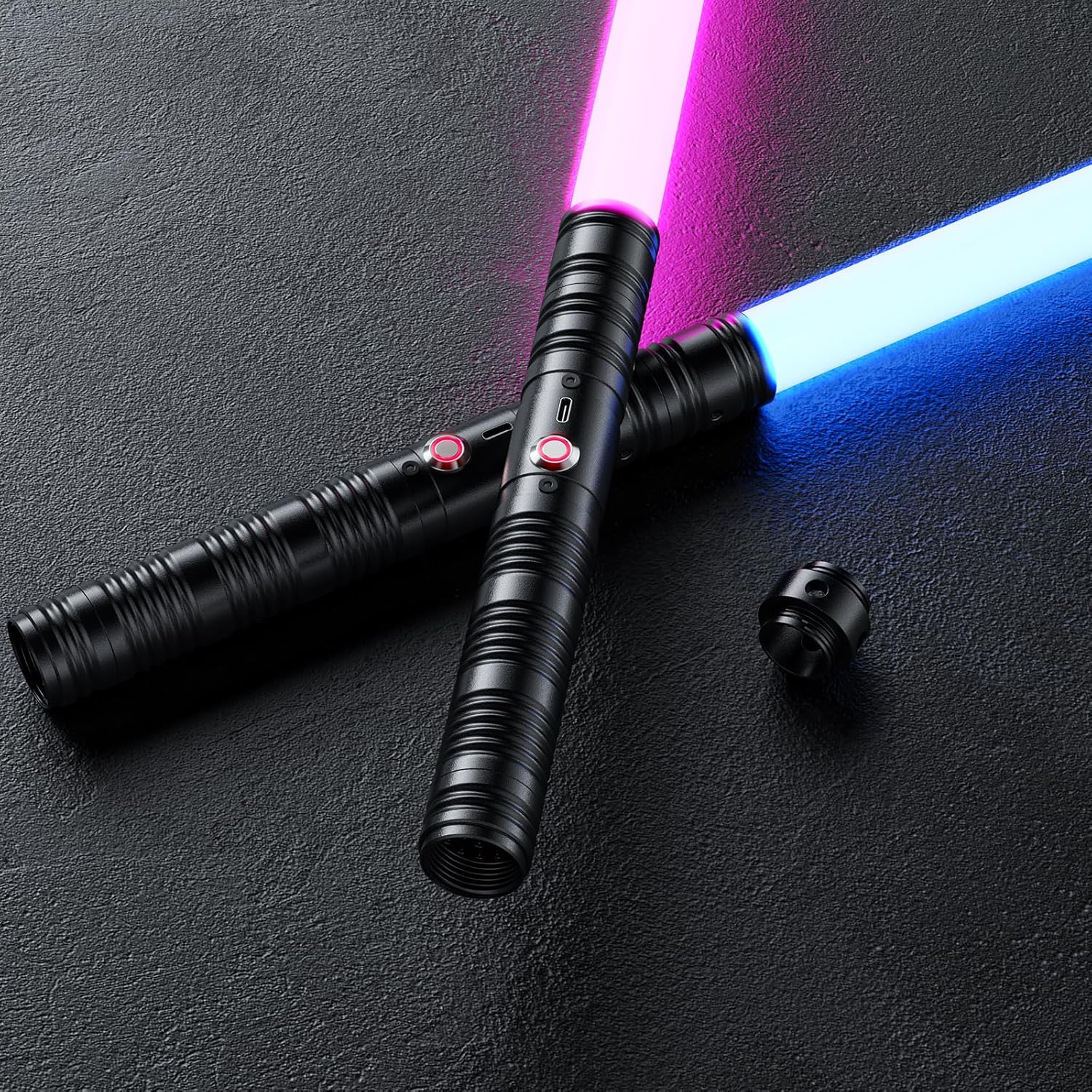 Lightsaber, LED Light Saber, Metal Hilt Dueling Lightsaber for 3 Modes, Light Saber with 20 RGB Colors, for Adults, Kids, Children's Day, Halloween, Christmas, 2 Pack(Black) Metal Hilt 20 RGB Color