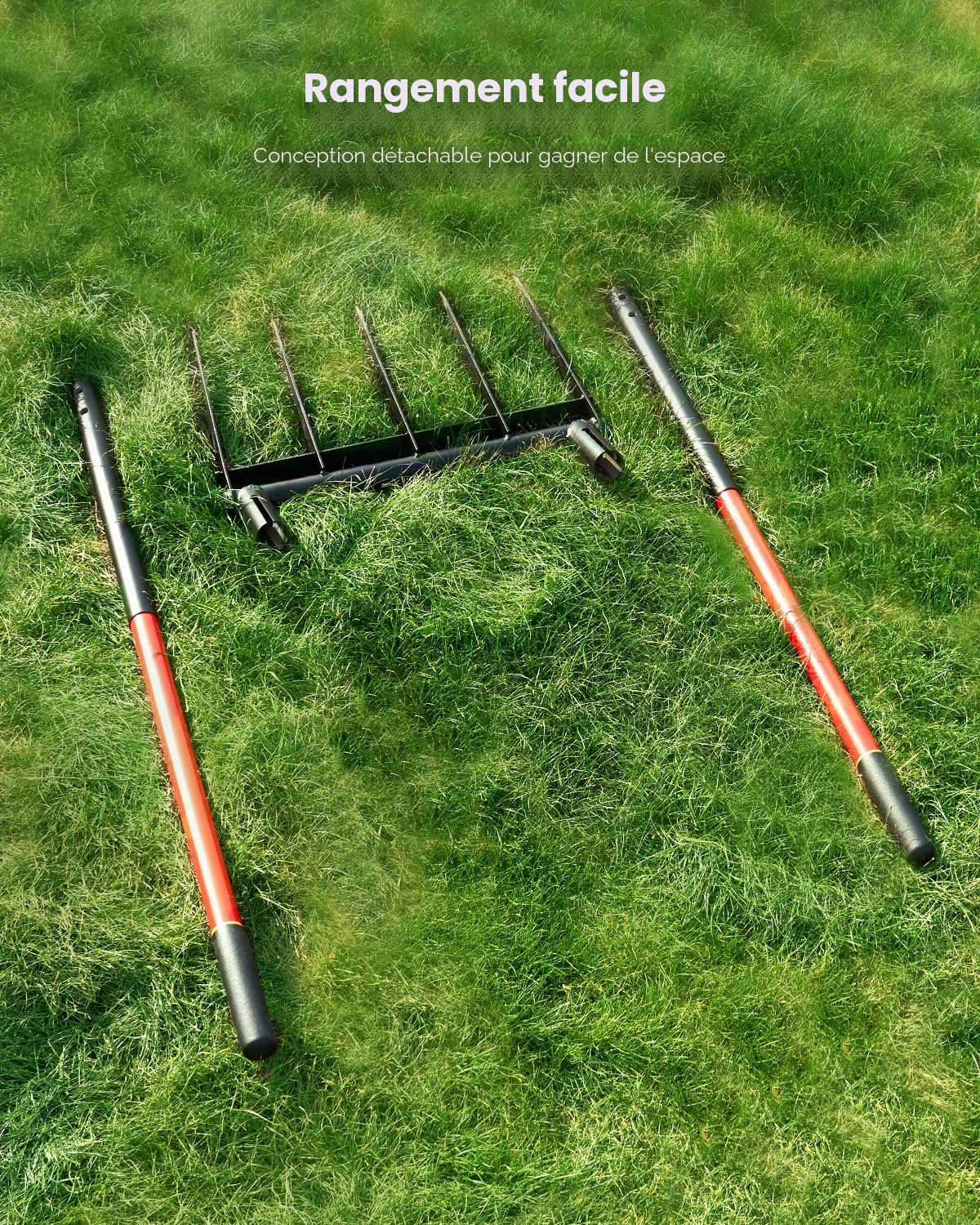 VEVOR Grelinette à 5 Dents, Fourche à Bêcher avec Double Manche en Fibre de Verre, Fourche de Jardin Large Robuste en Forme de U, Outil pour Jardinage, Compostage, Transplantation, Aération de Terre