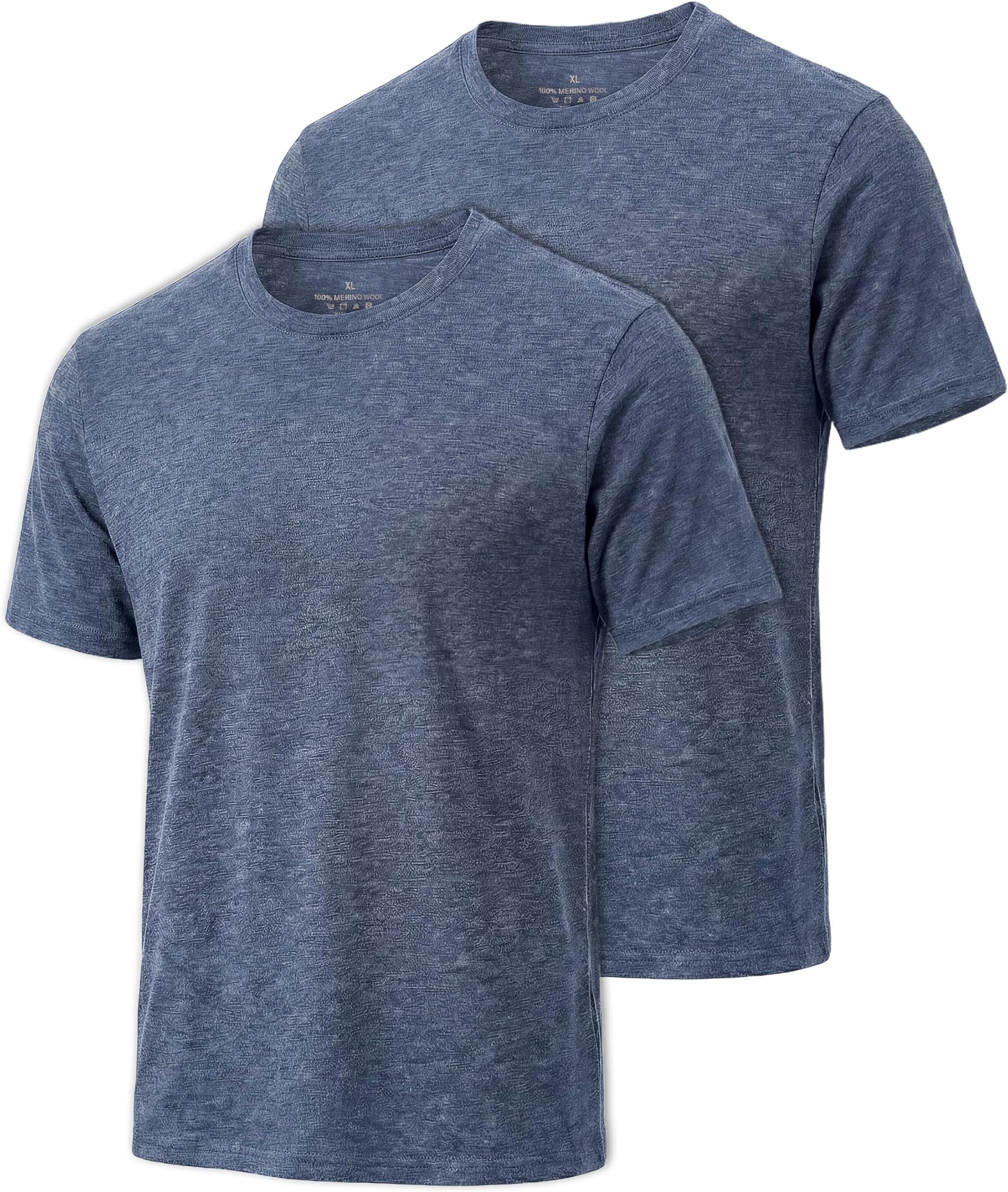 Merino Wool T-Shirt for Men 2 Pack, Lightweight Wool Short Sleeve Slim Fit Base Laye, Breathable Soft Undershirt