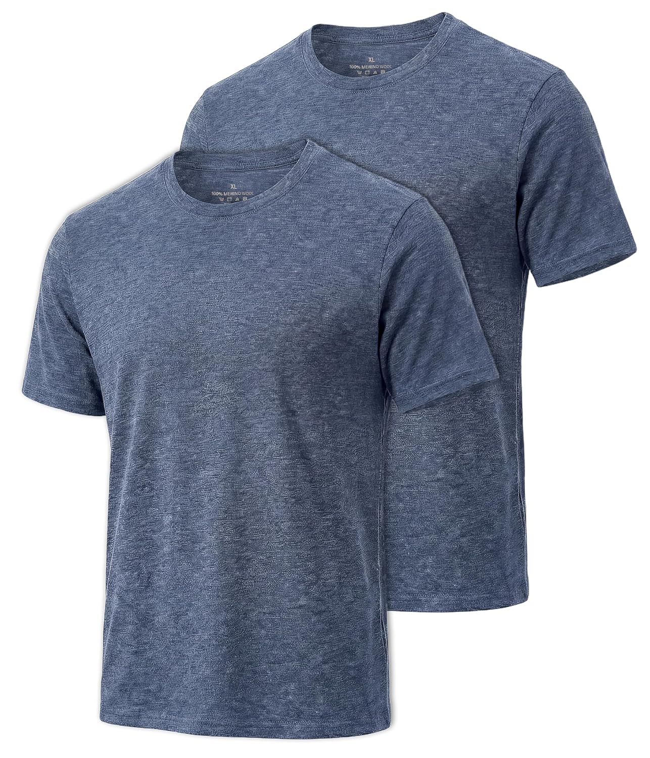 FORVEVO Camiseta masculina de lã Merino, pacote com 2, leve, de lã, manga curta, caimento justo, camada inferior, respirável e macia