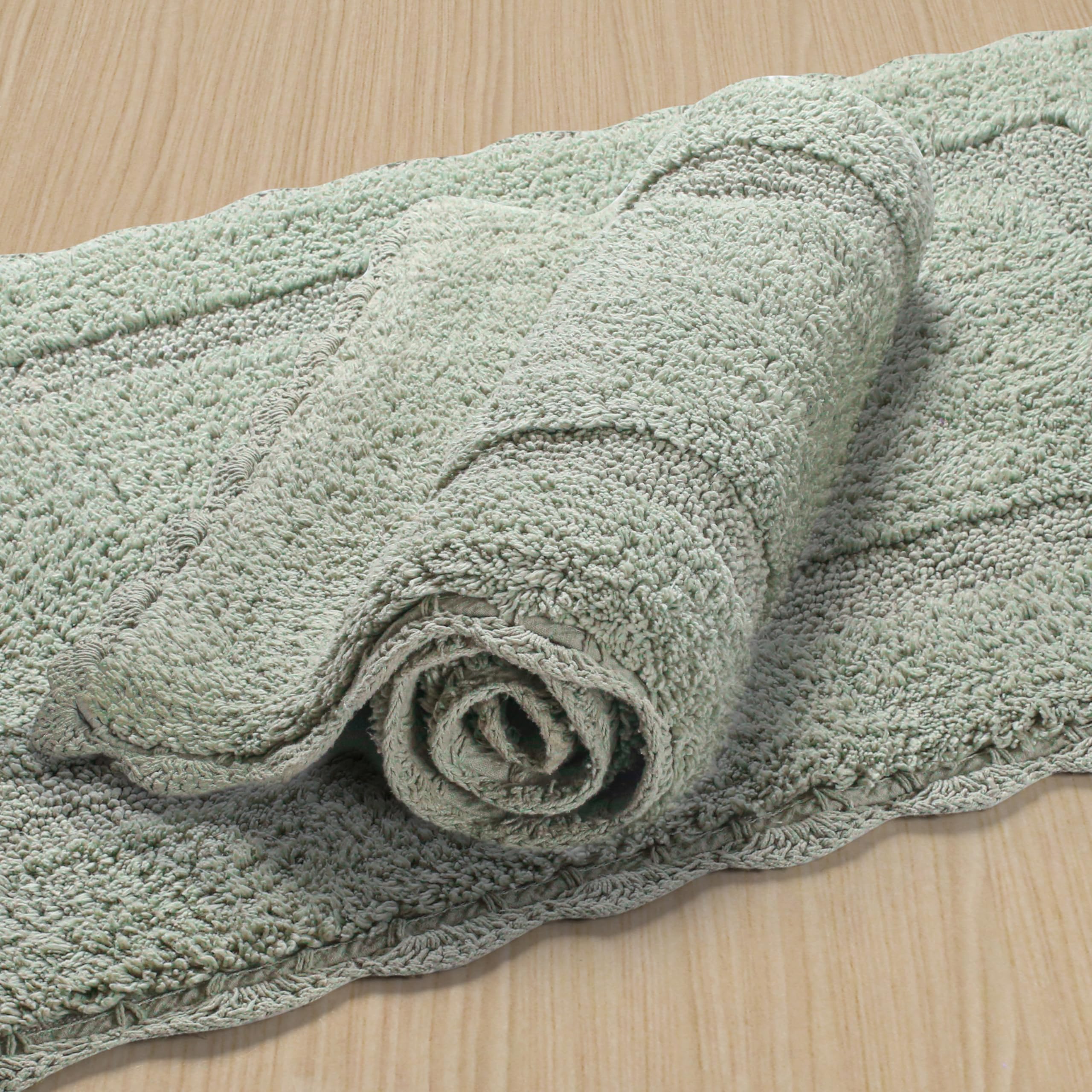 Savi Home Cotton Crochet Bathmat with Antiskid 17x24 Sage Green, 100% Pure Cotton, Super Soft Bath Rug, Plush & Absorbent,Full Reversible Step Out