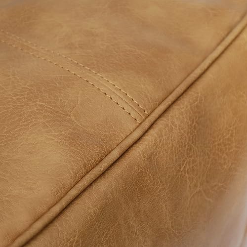 Miniatura 33 de Thgonwid Unstuffed - Puf cuadrado hecho a mano, funda otomana de piel sintética, taburete cuadrado de almacenamiento, dormitorio y sala de estar,