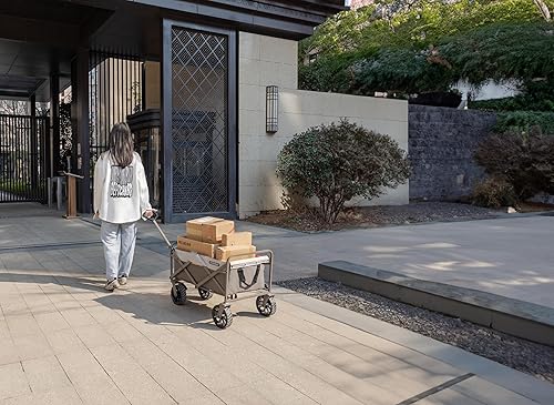 Miniatura 7 de WHITSUNDAY - Carro de utilidad plegable para jardín, al aire libre, picnic, carrito de campamento con cubierta reemplazable, Negro