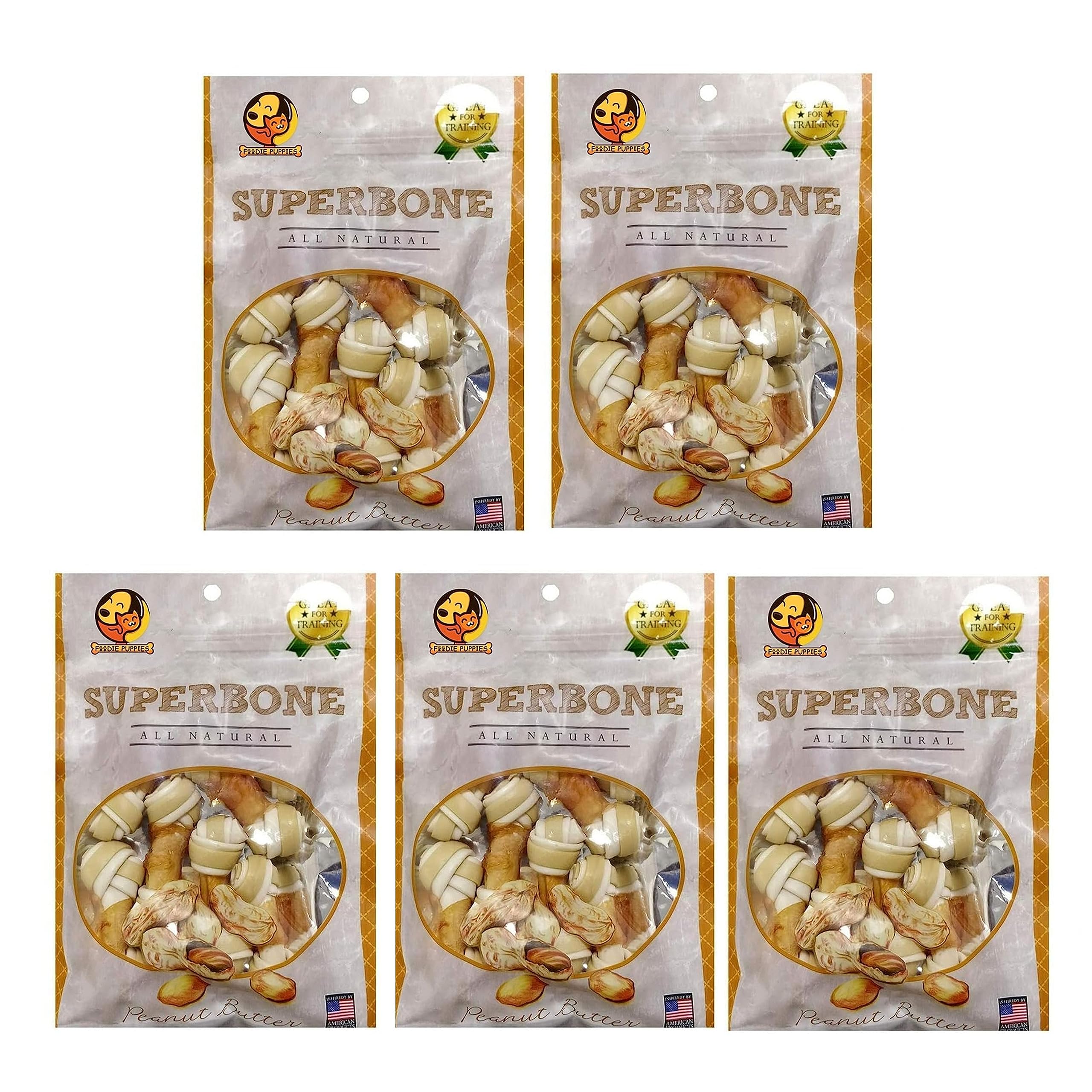 Foodie Puppies Superbone All Natural Chicken Knotted Dog Treat, 7 in 1 (Peanut Butter - Pack of 5) | Highly-Digestible Training Chew Treat | Healthy and Tasty Snack Suitable for All Breeds of Dogs (B0CCVL4R1X) Amazon Price History, Amazon Price Tracker