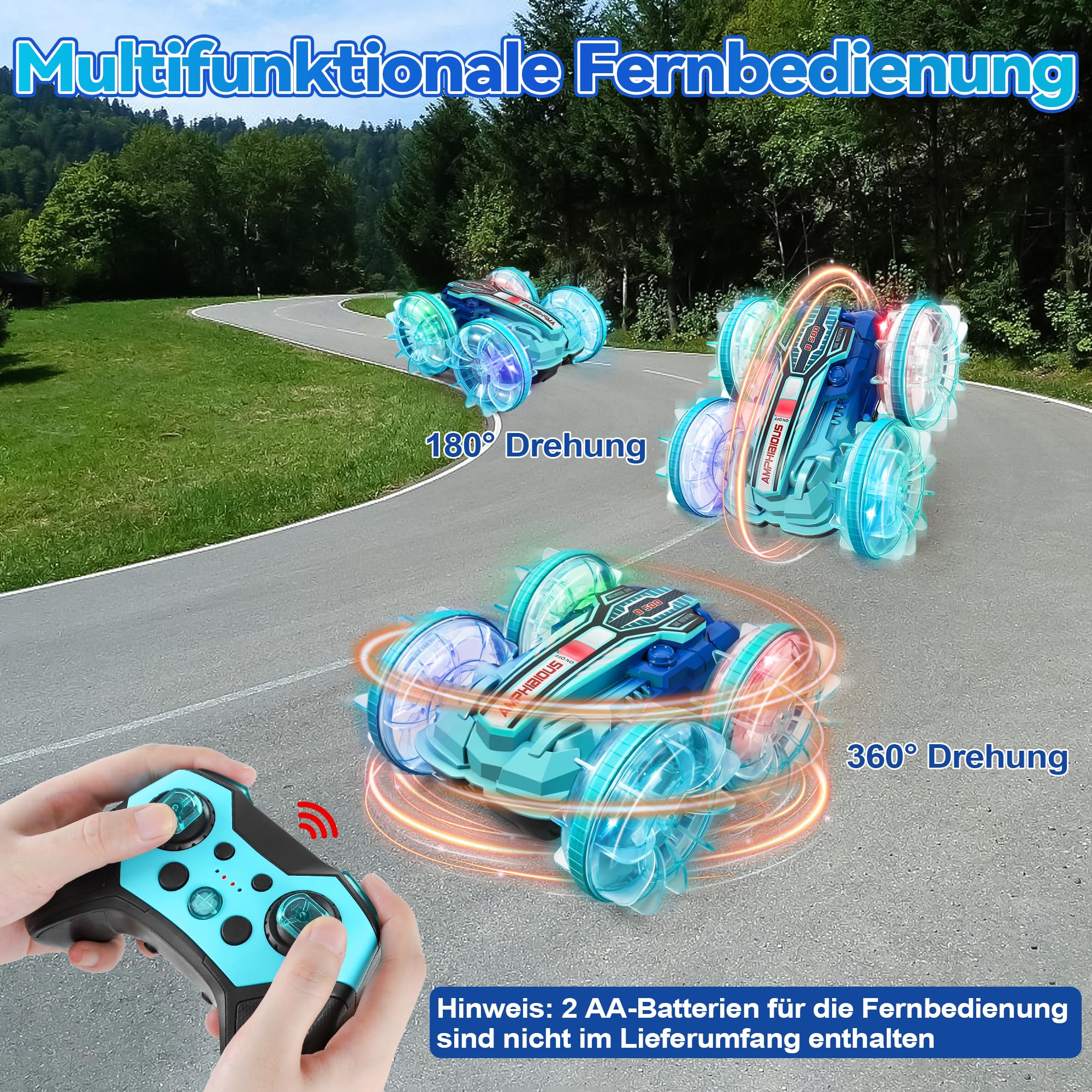 GLEEHAPY Macchina Telecomandata per Bambini - Macchina Radiocomandata Anfibia 4x4 con Luce Macchinina Telecomandata Bambino Auto Telecomandata Bambino Giochi Regalo per Bambini 3 4 5 6 7 8-12 Anni