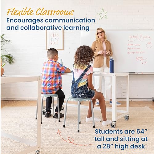 Miniatura 5 de ECR4Kids Daisy - Juego de taburetes apilables, asientos flexibles, gris claro, 8 piezas