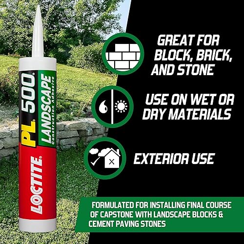 Miniatura 9 de Loctite PL 500 - Adhesivo para construcción de bloques de paisaje y pavimentadora VOC, bronceado, cartucho de 10 onzas líquidas, 1 paquete